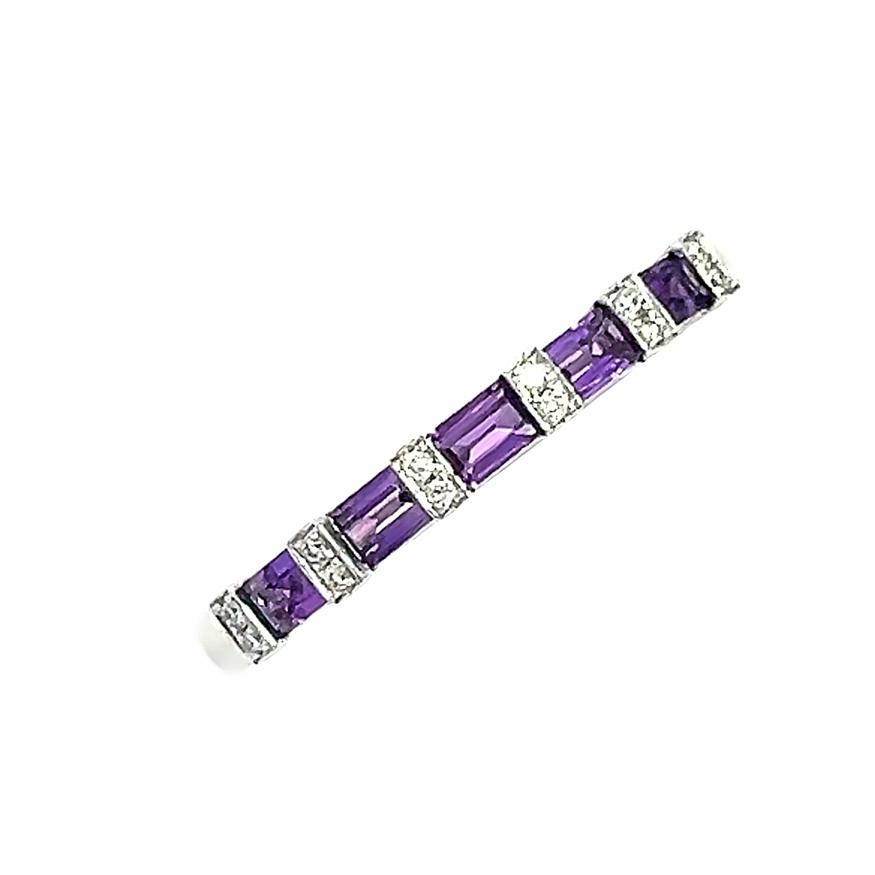 18 Carat White Gold Amethyst and Diamond ½ Eternity Ring