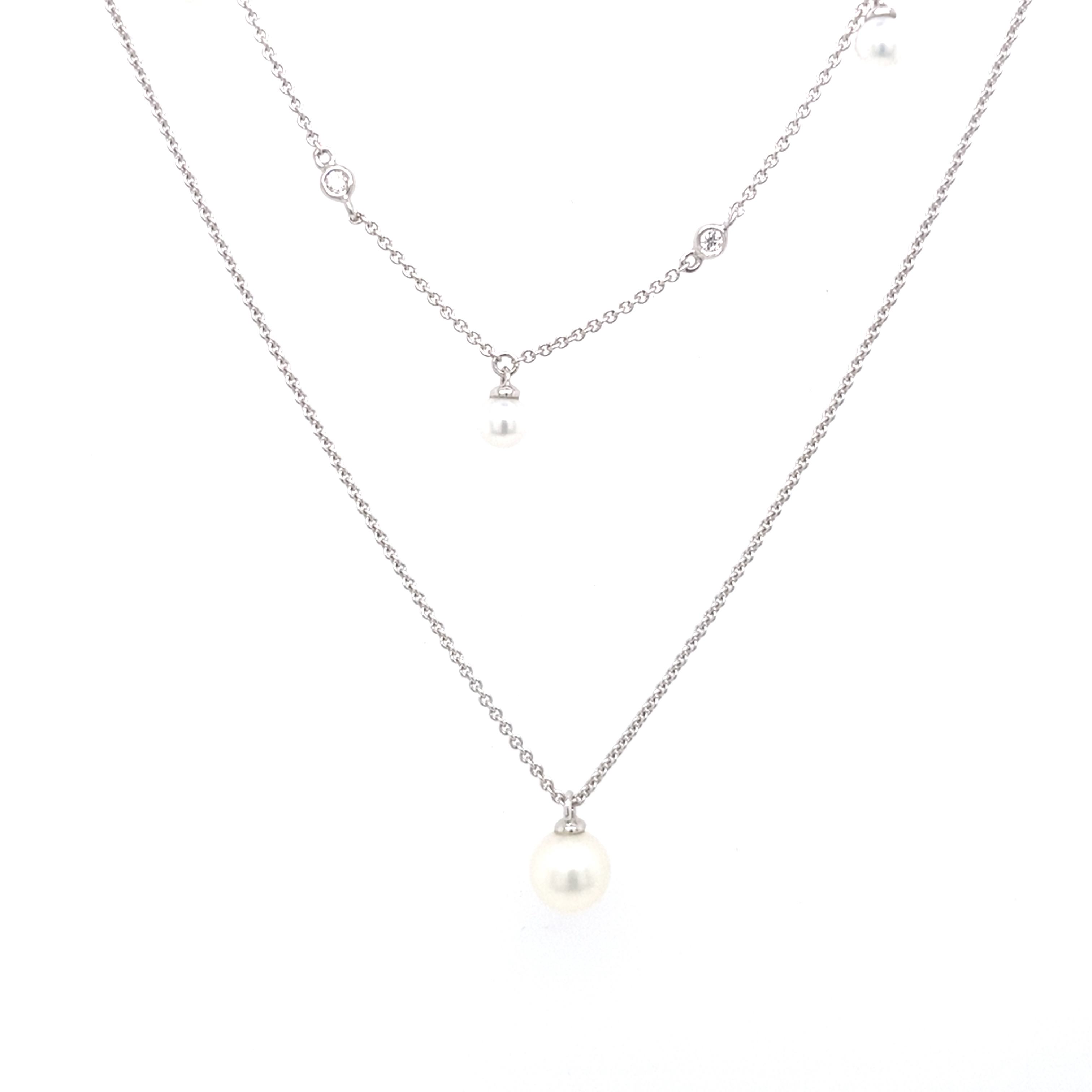 18 Carat White Gold, Pearl and Diamond Necklace