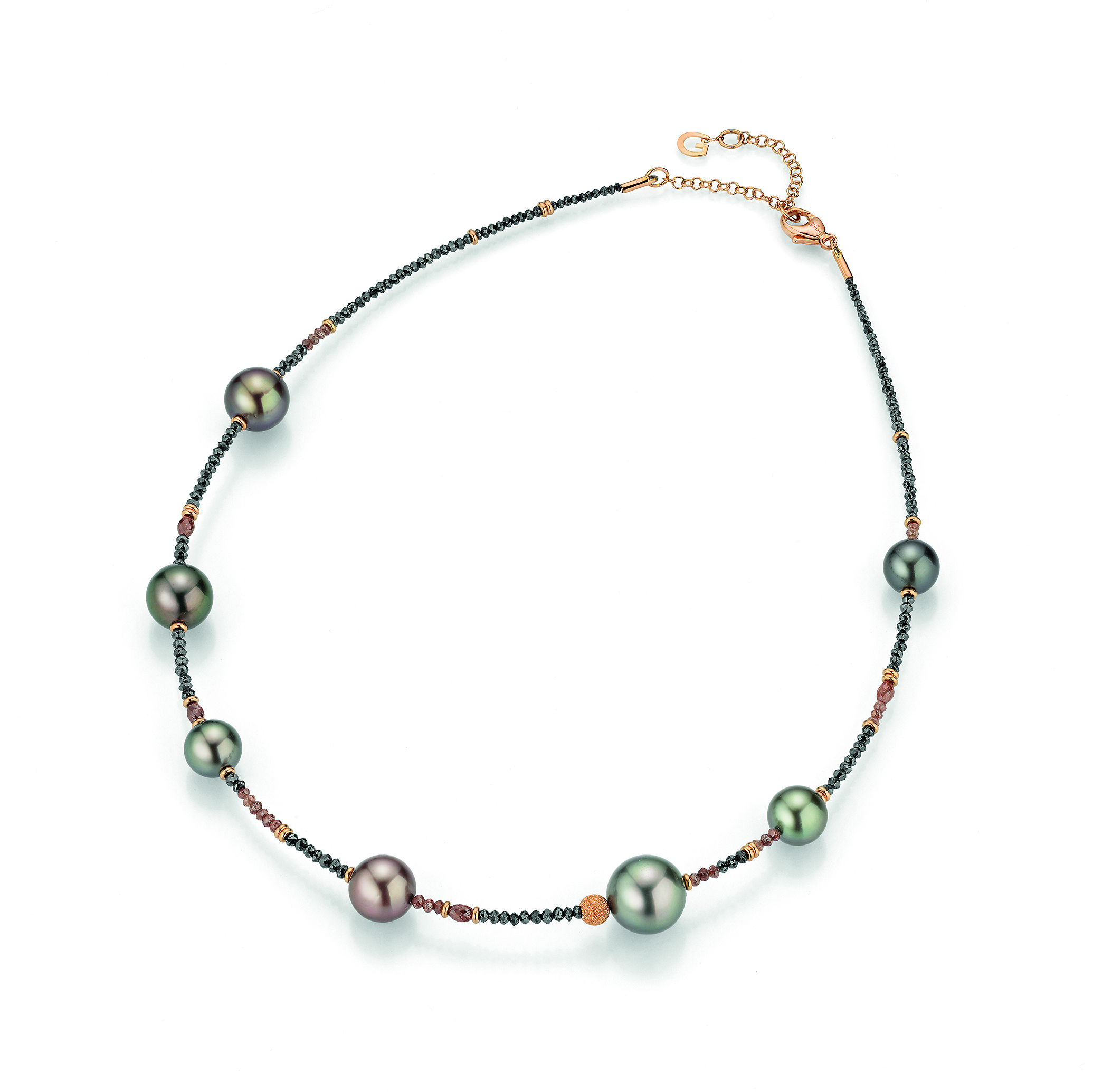 A Modern Tahitian Pearl and Diamond Bead Necklace