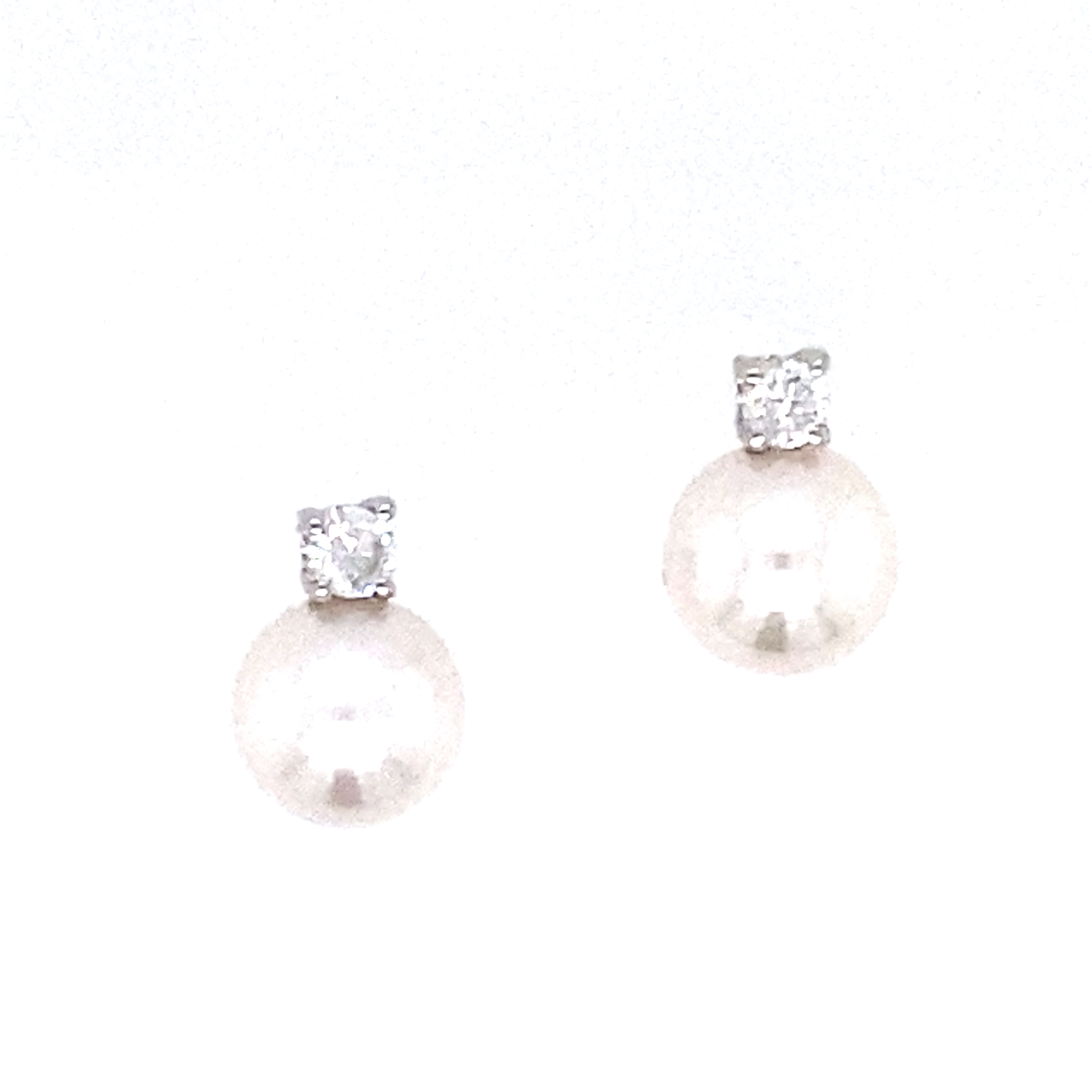 9 Carat White Gold White Cultured Pearl & Diamond Earrings