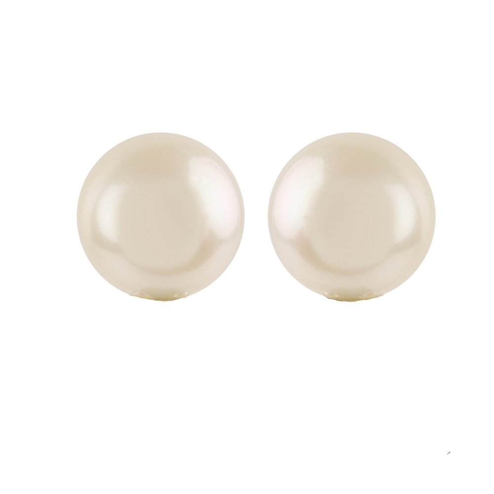 Freshwater button shaped pearl stud earrings