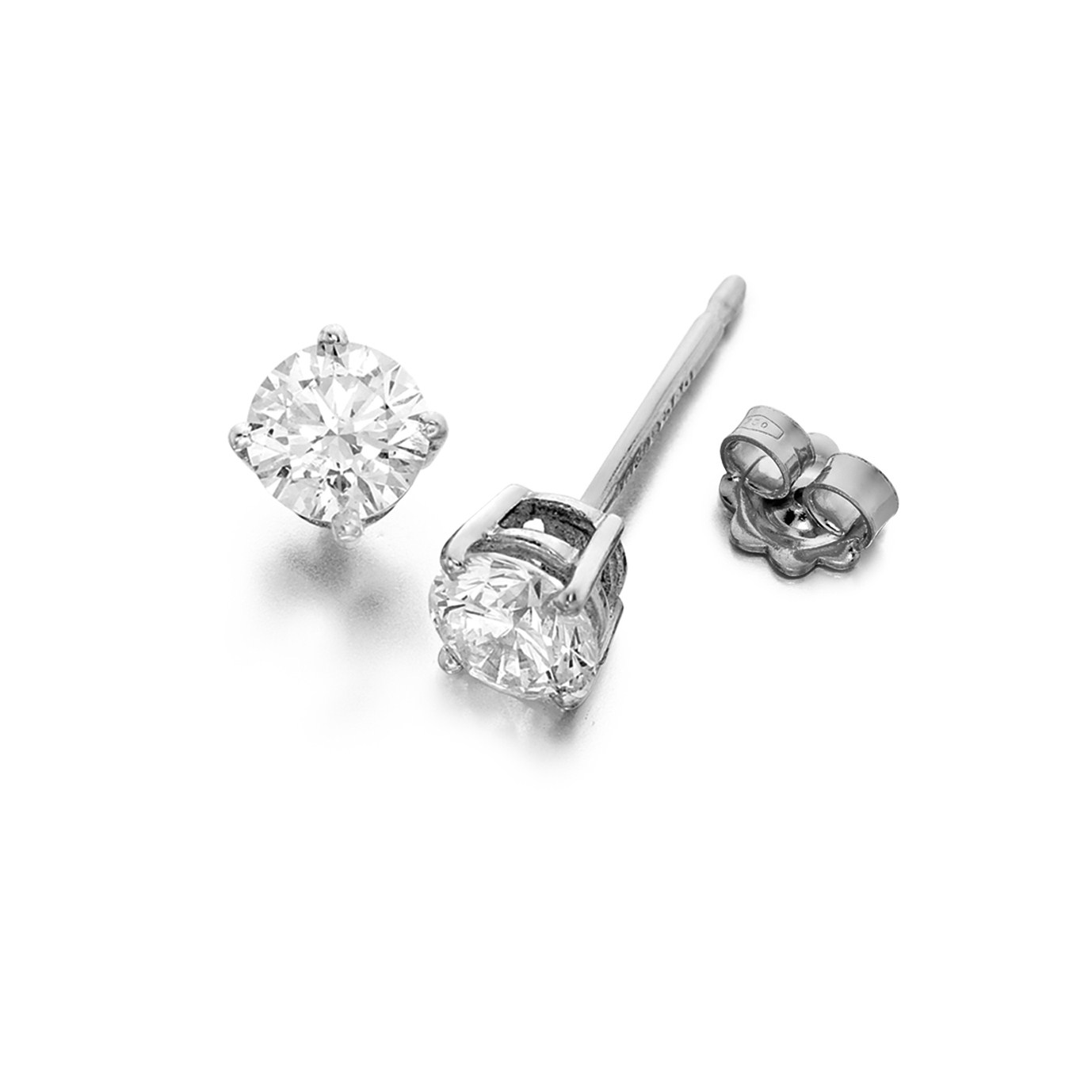 Diamond Stud Earrings 0.90cts G/H Si 18 Carat White Gold