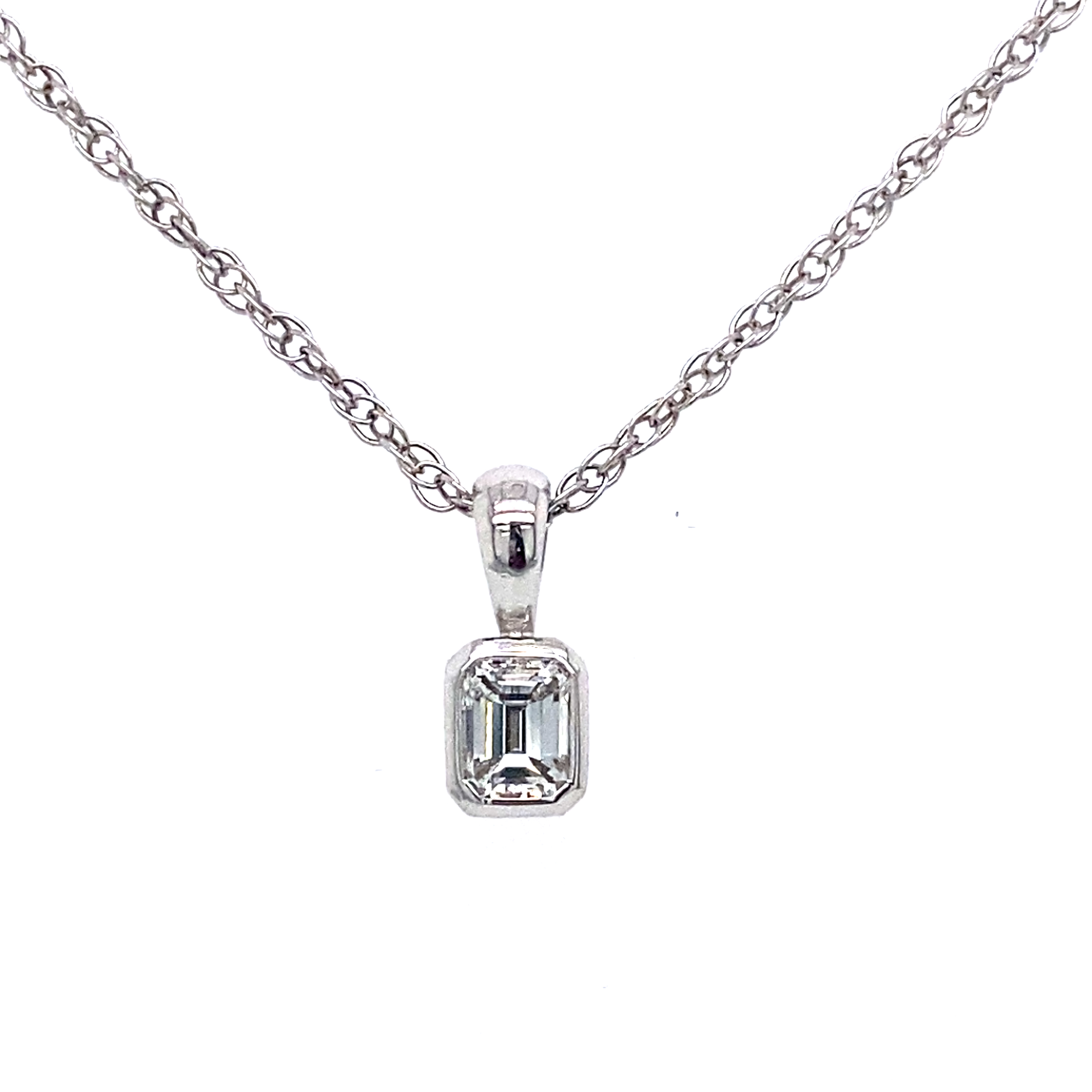 Emerald Cut Diamond Pendant 0.27 E VVS2