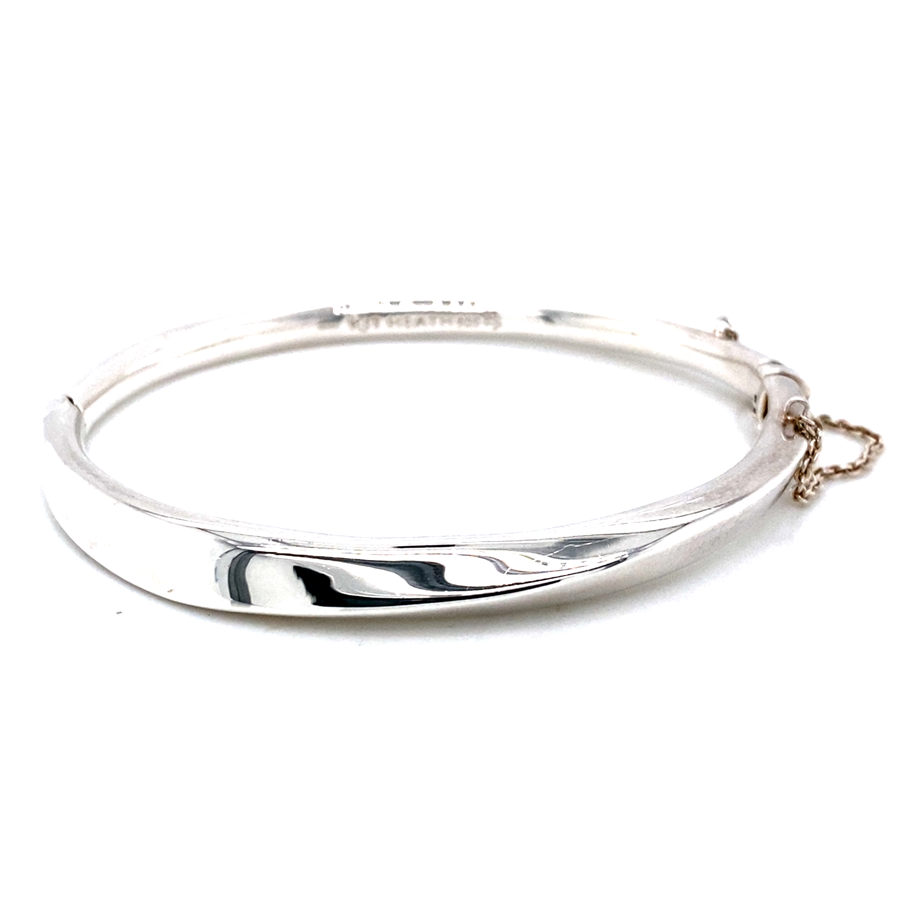 Heavy Weight Silver Hinge Bangle with Bevelled Edge.