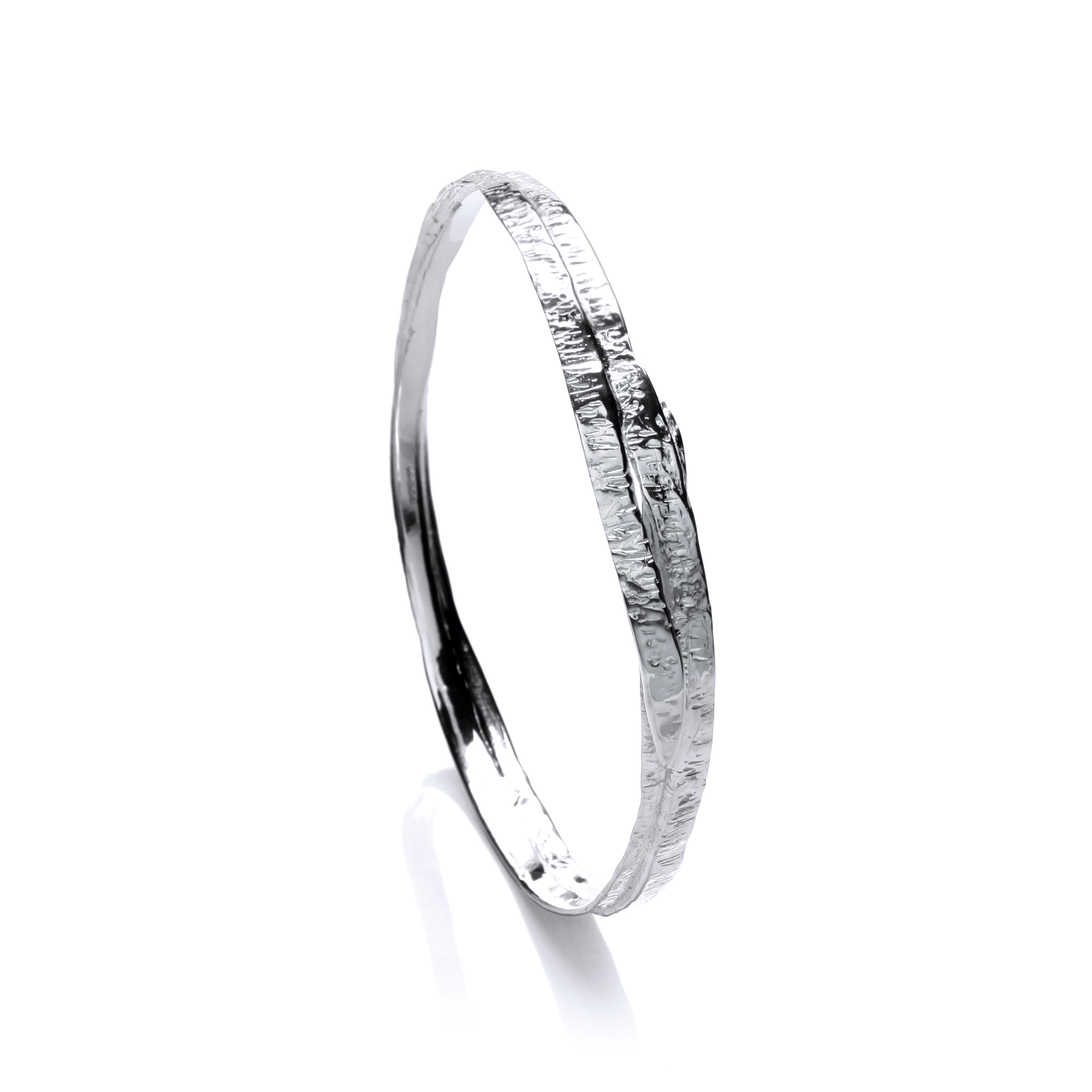 Sterling Silver Bangle in Textured Design