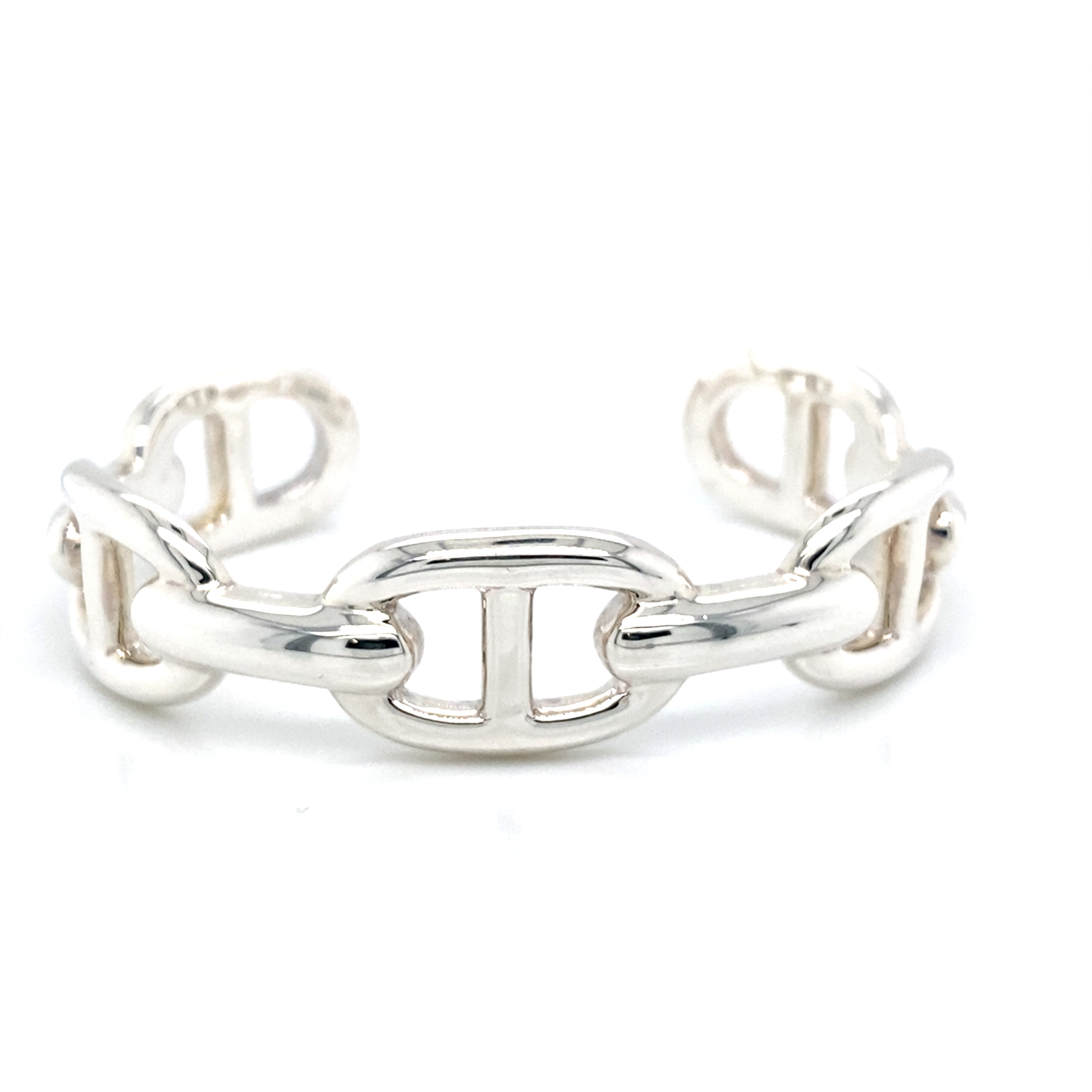 Sterling Anchor Chain Link Cuff Bangle