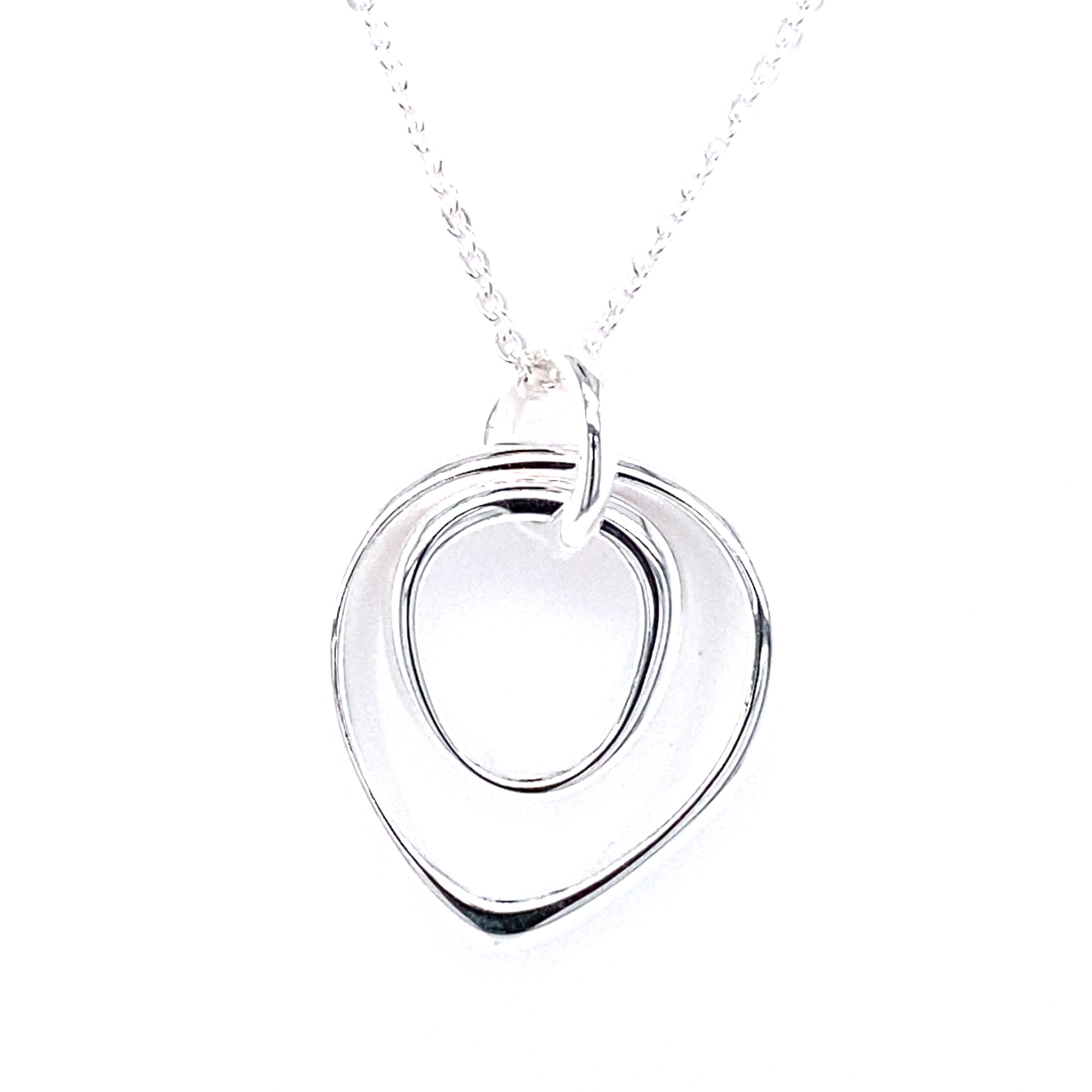 Silver Double Abstract Drop Pendant