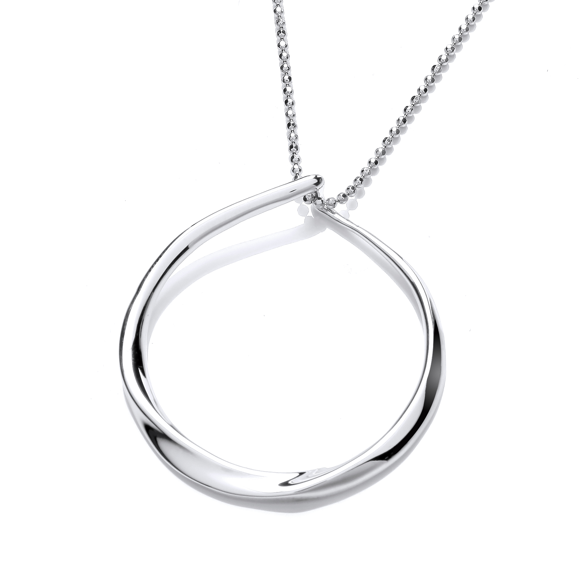A sterling silver twisted circle pendant