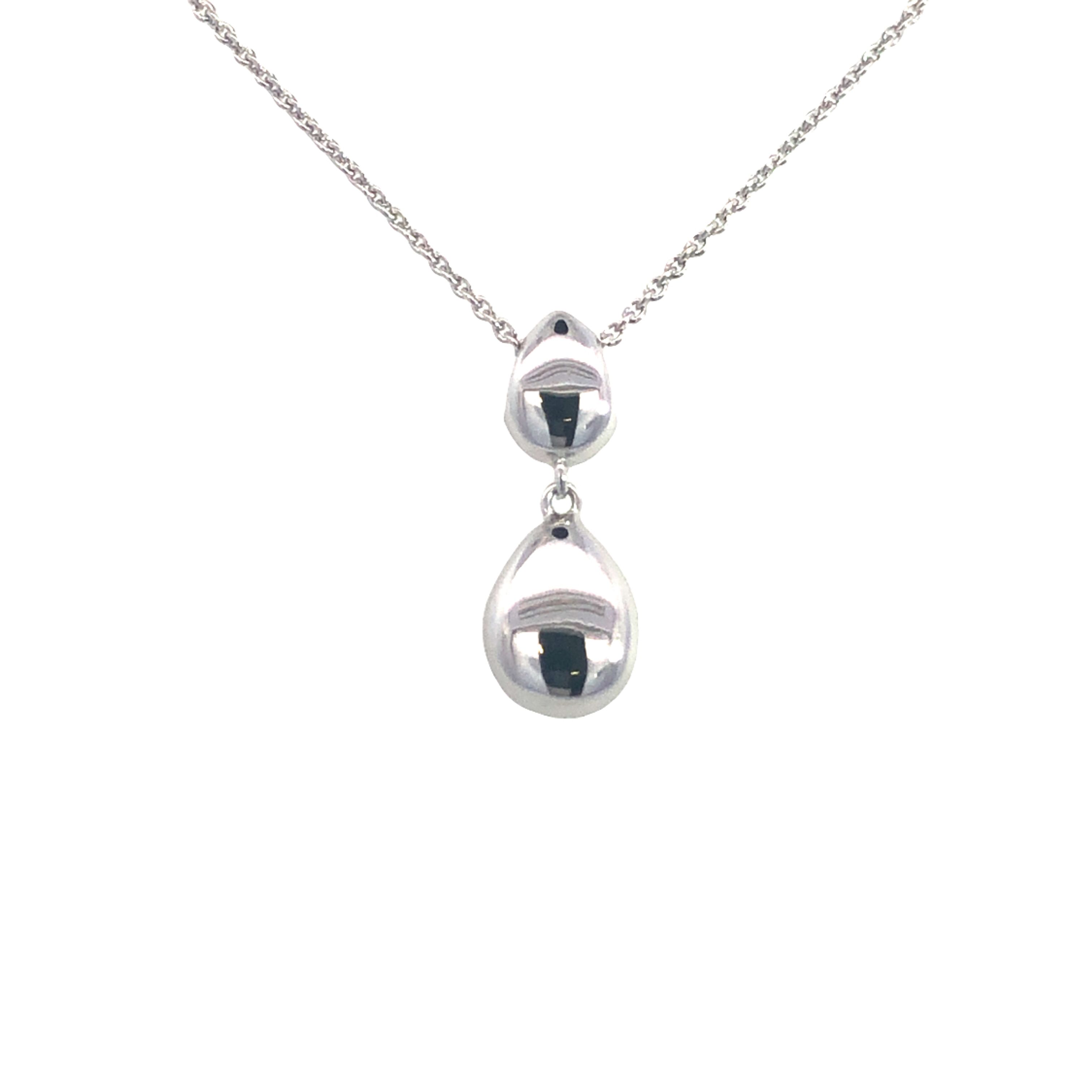 Silver Double Drop Pebbles Pendant