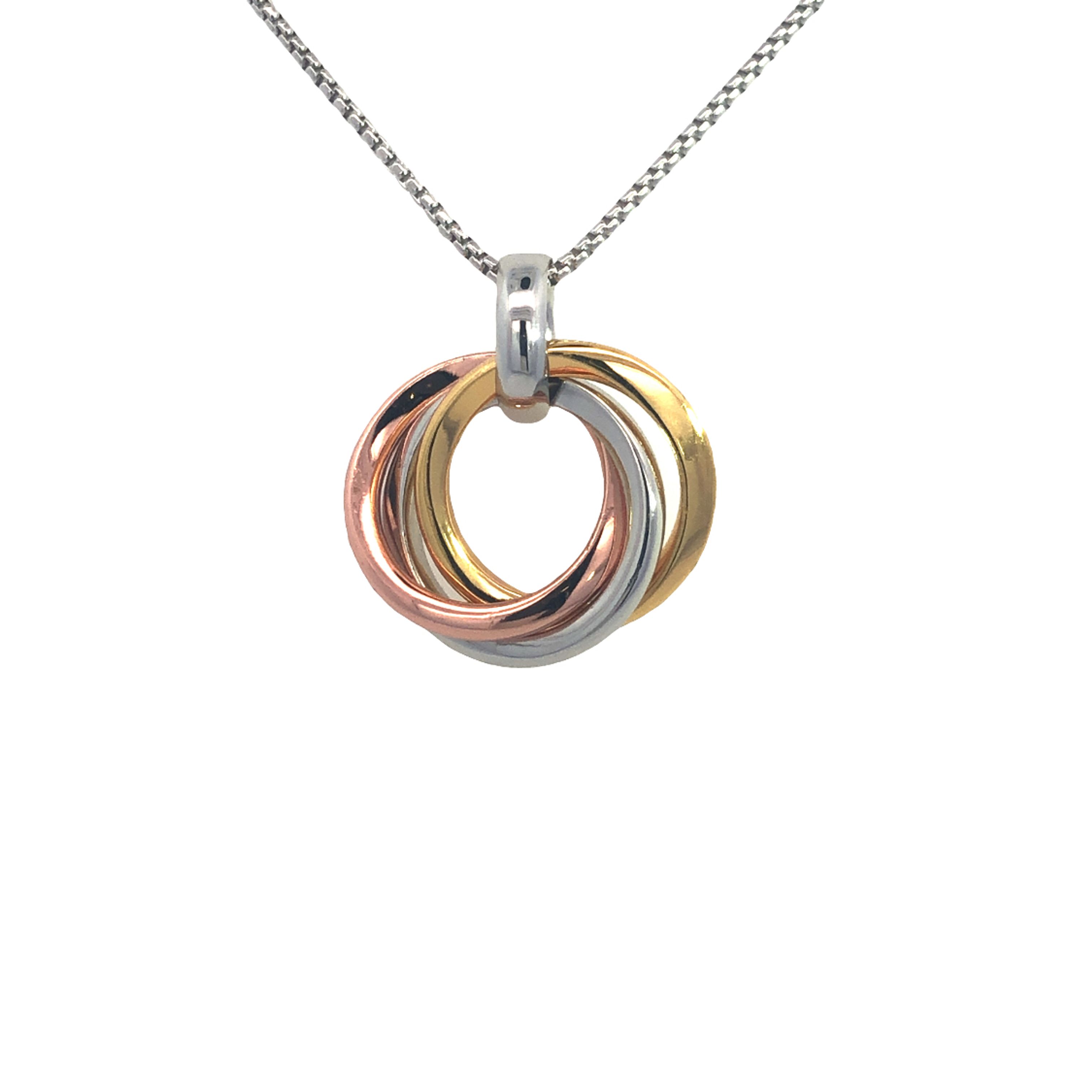 Silver / Rose / Yellow Gold Plate Triple Interlocking Circles