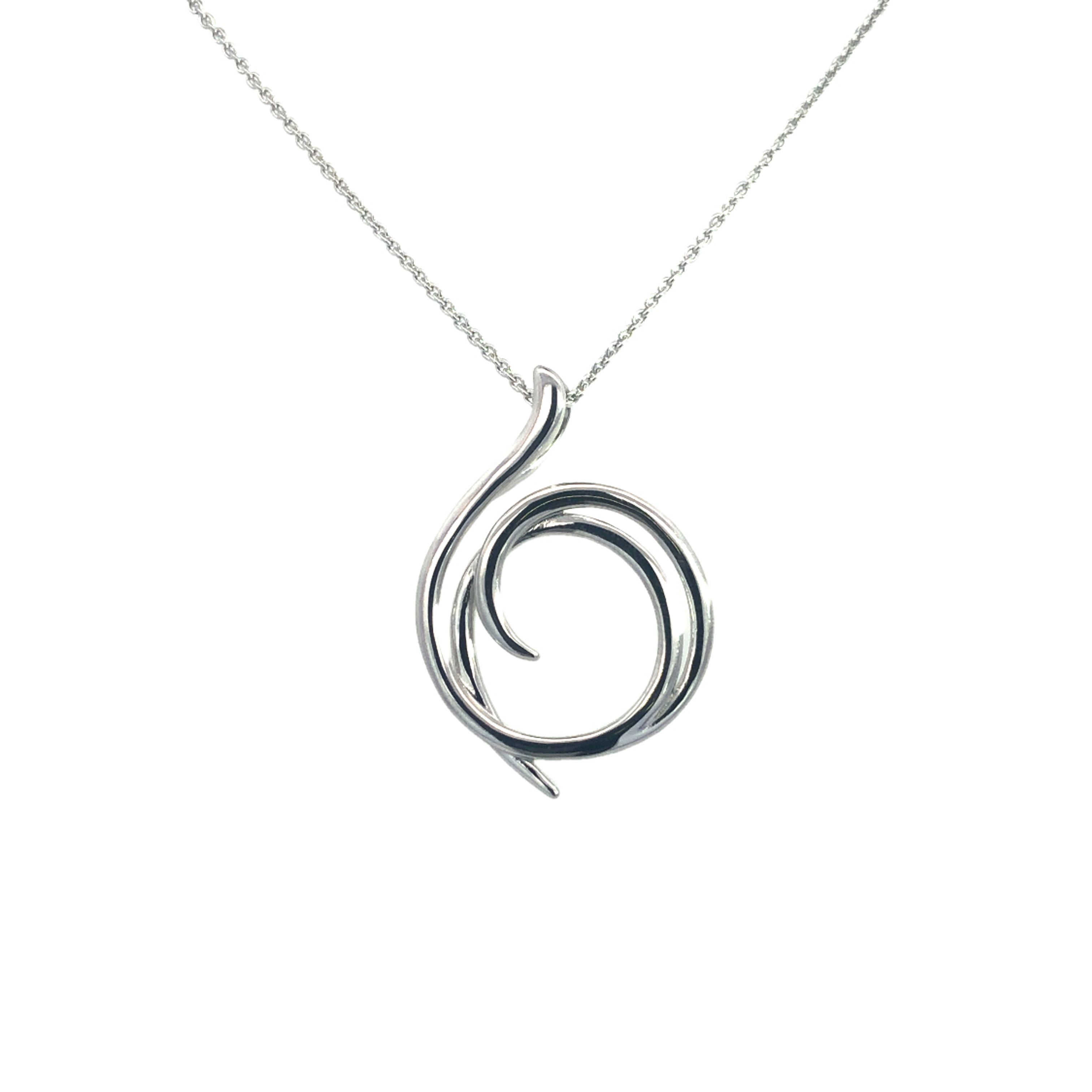 Silver Abstract Wrap Circle Pendant