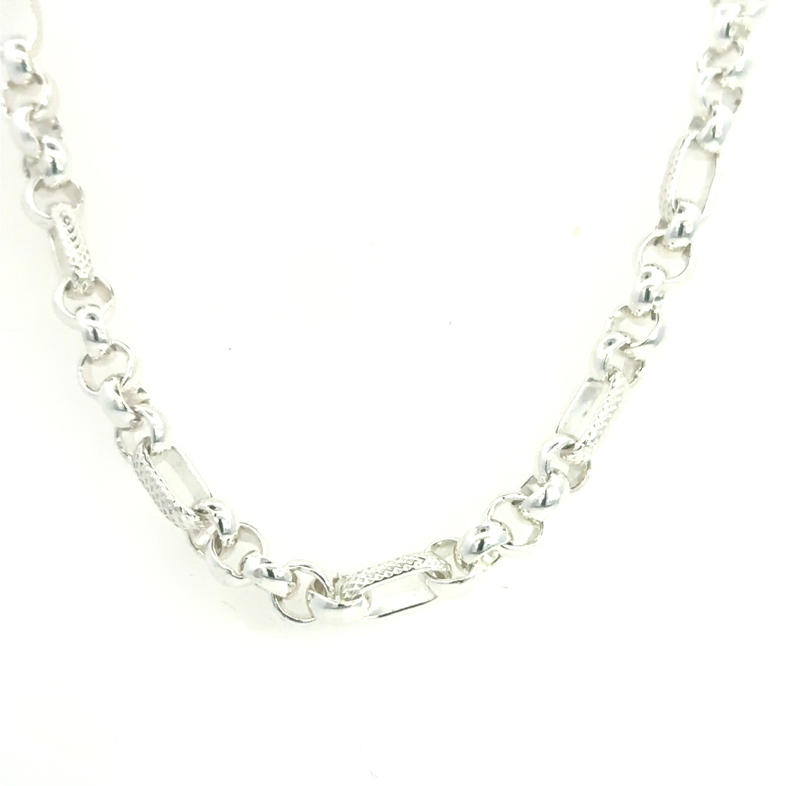 Silver Modern 5+1 Figaro Chain