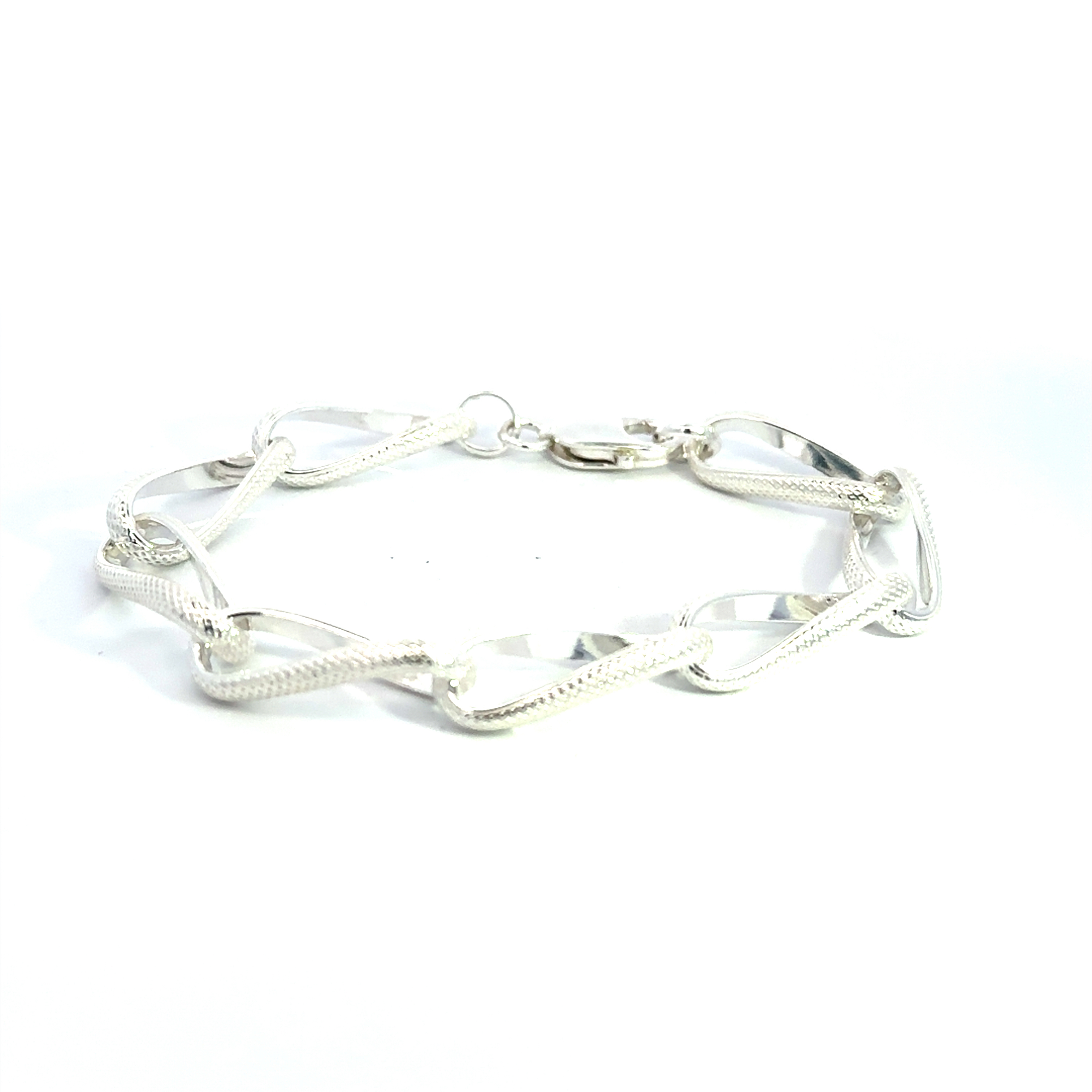 Modern Silver Long Link Bracelet
