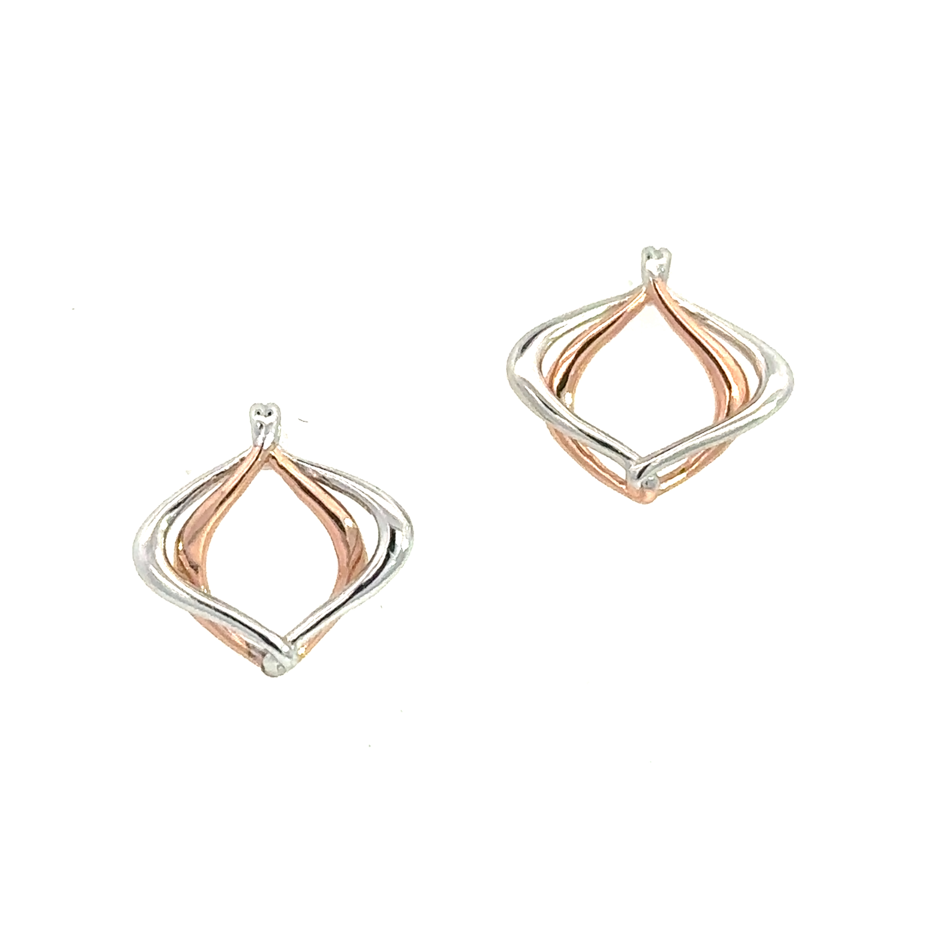 Silver and Rose Gold Plate Entwined Studs