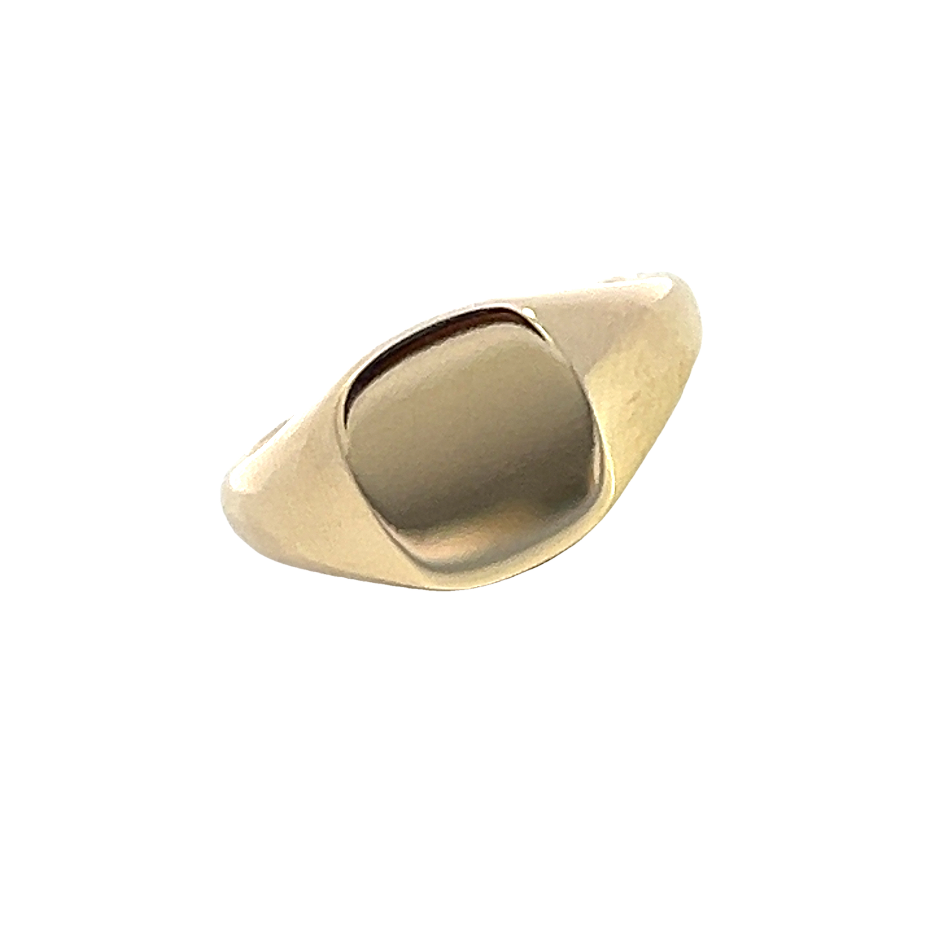 Cushion Shaped 9 Carat Yellow Gold Signet Ring, 9 x 8 mm