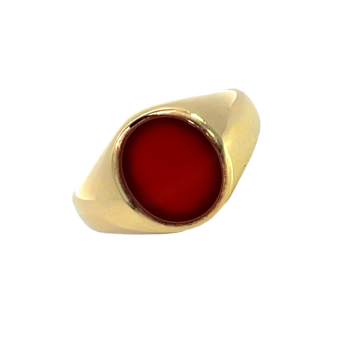 9 Carat Yellow Gold Signet Ring - Carnelian Oval Face 11 x 9mm