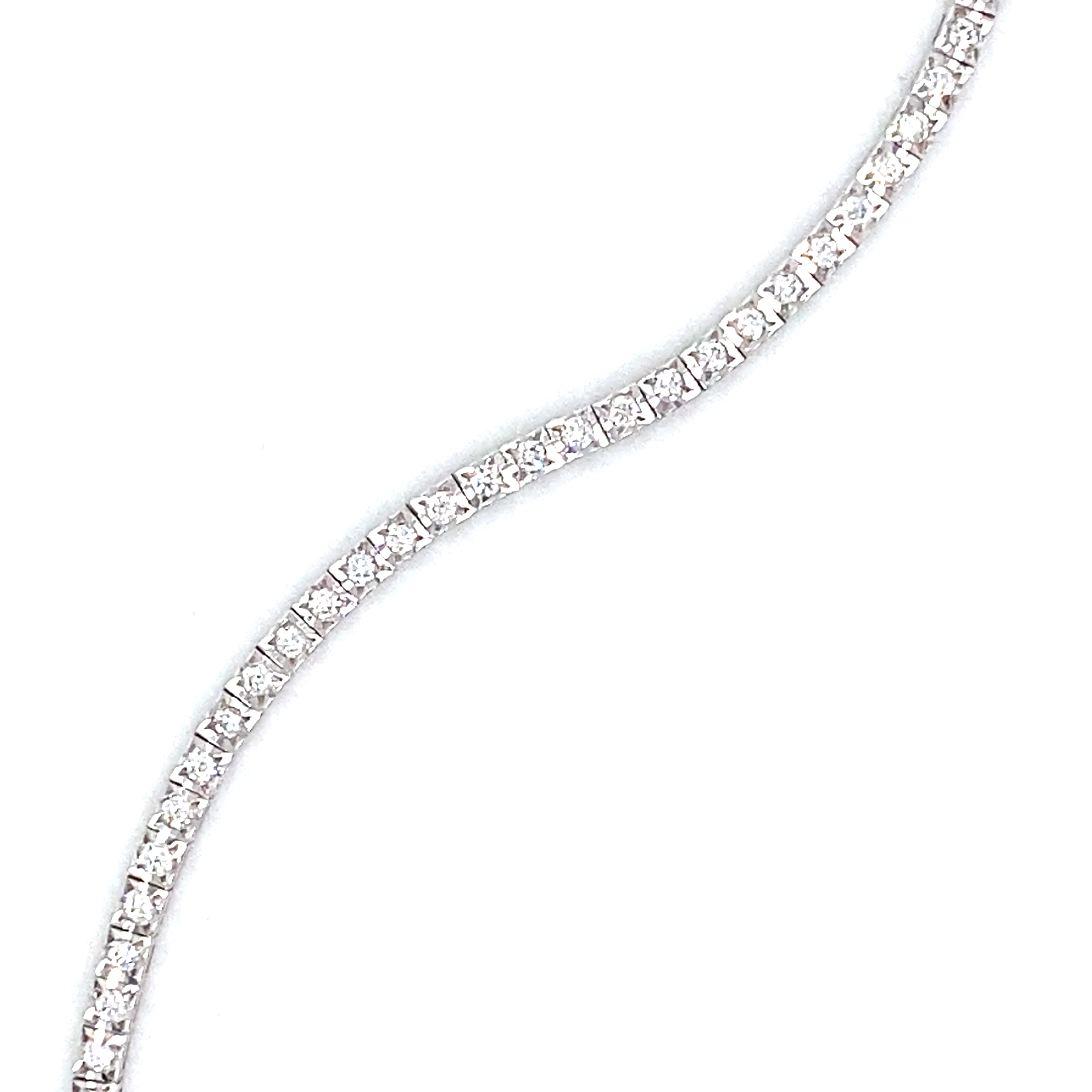 18 Carat White Gold and Diamond Line Bracelet 0.75 Carats