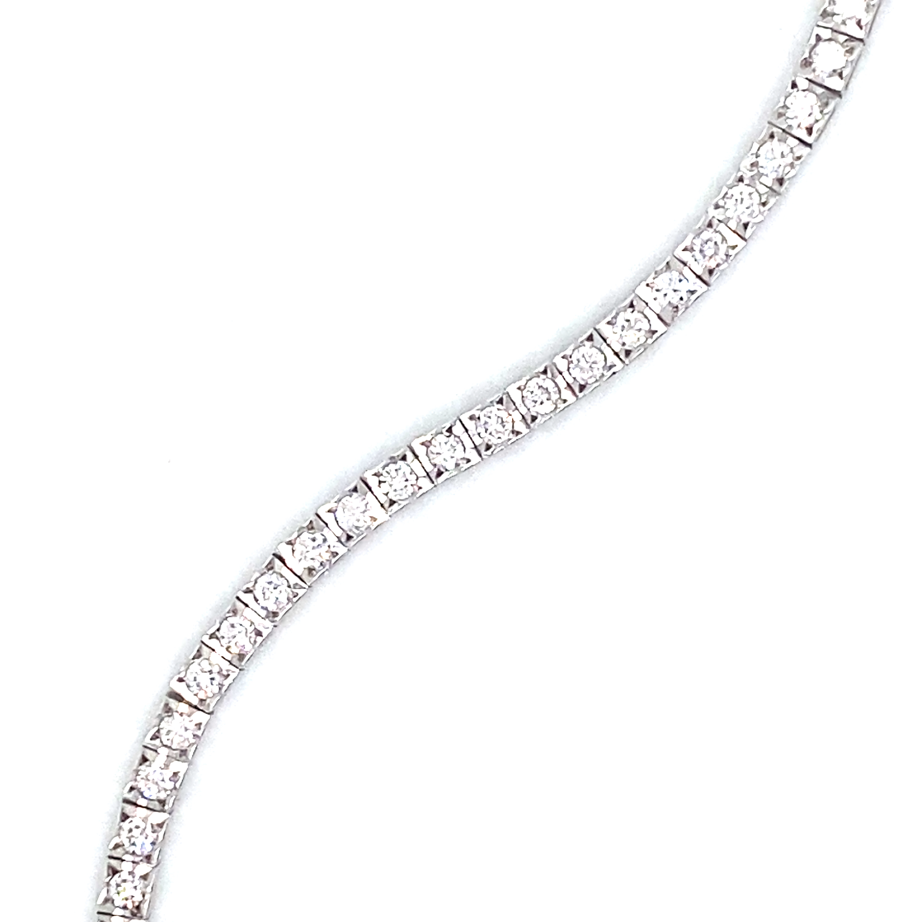 18 Carat White Gold and Diamond Line Bracelet 1.50 Carats