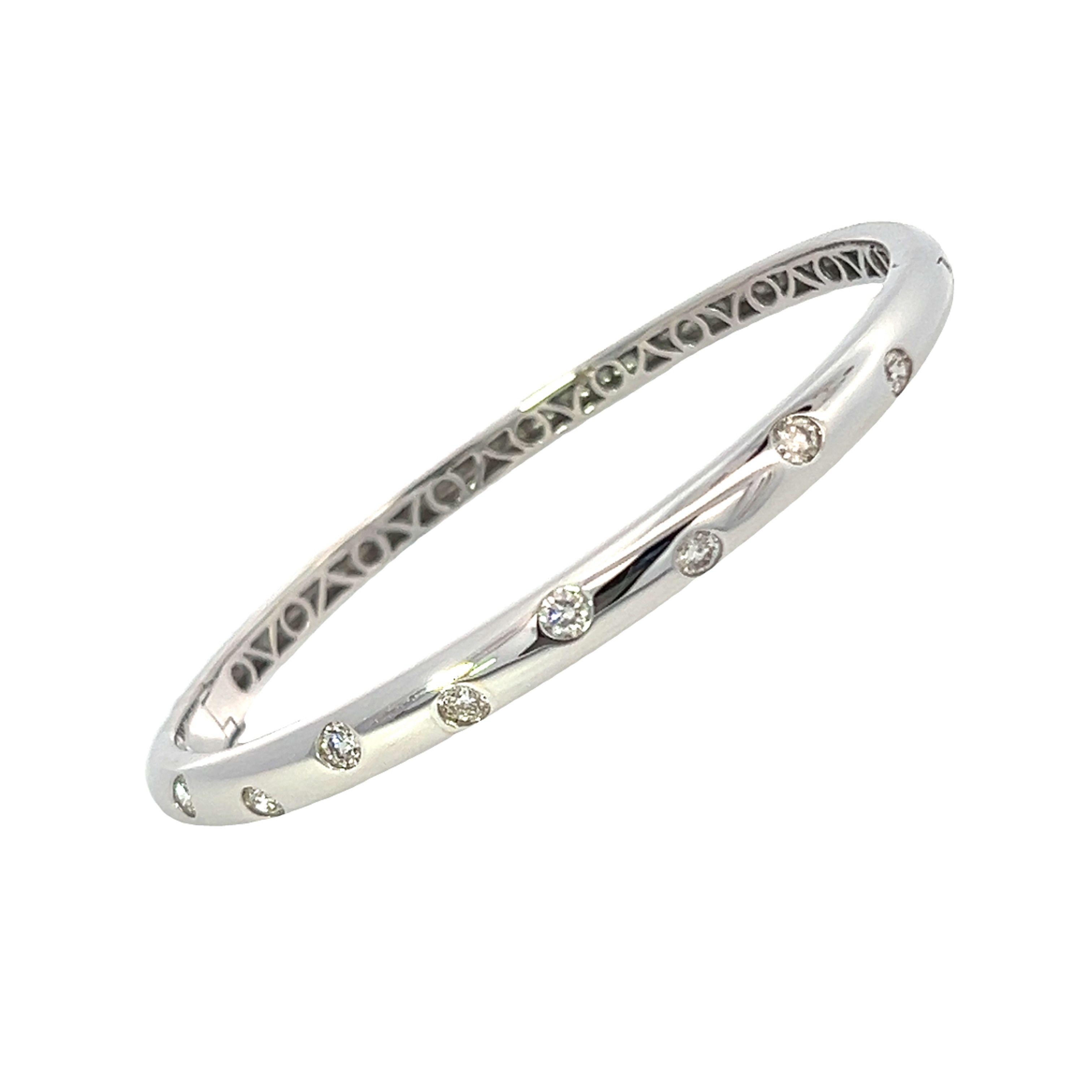 18 Carat White Gold and Diamond Flush Set Bangle