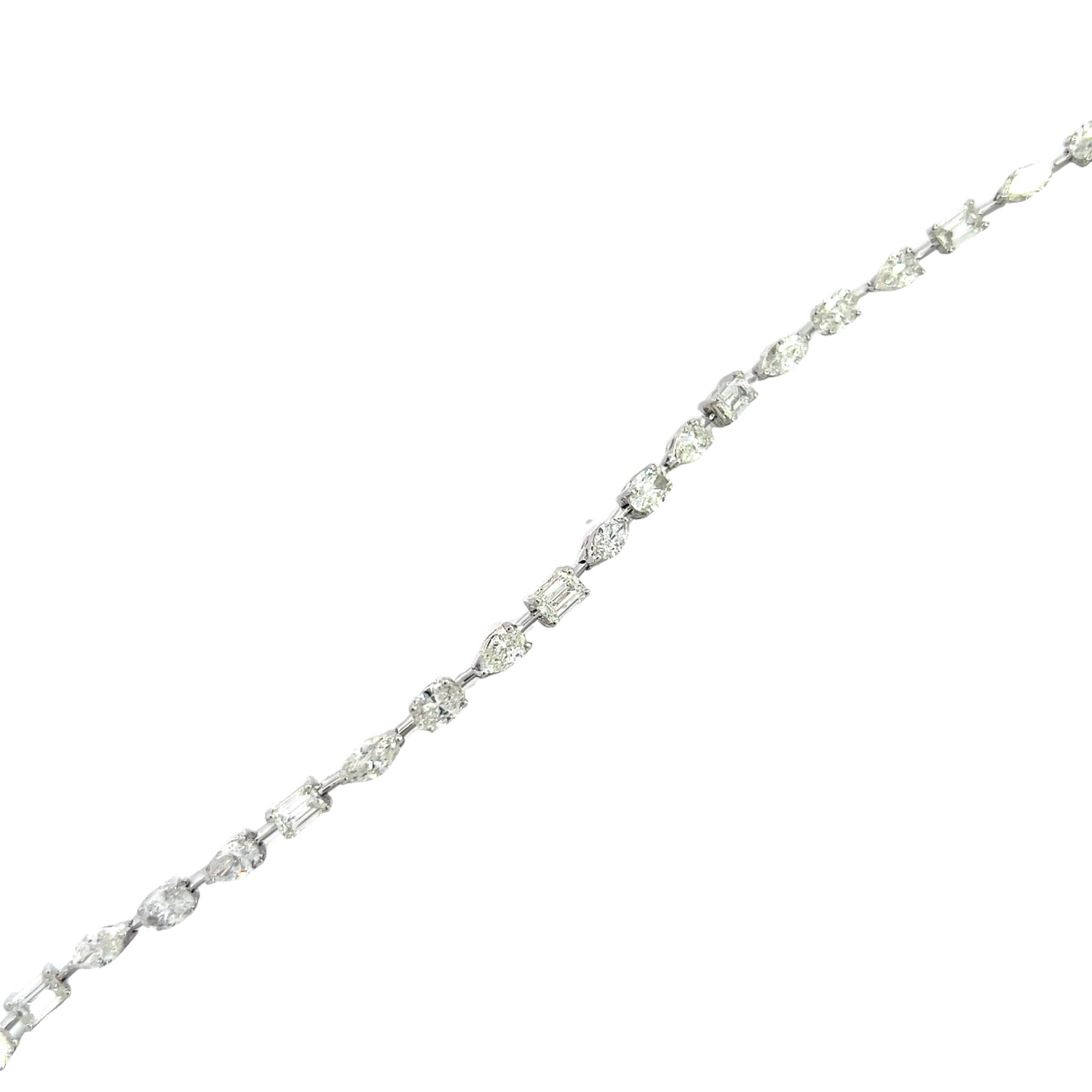 18 Carat White Gold and Multi Cut Diamond Bracelet - 5.05 carat