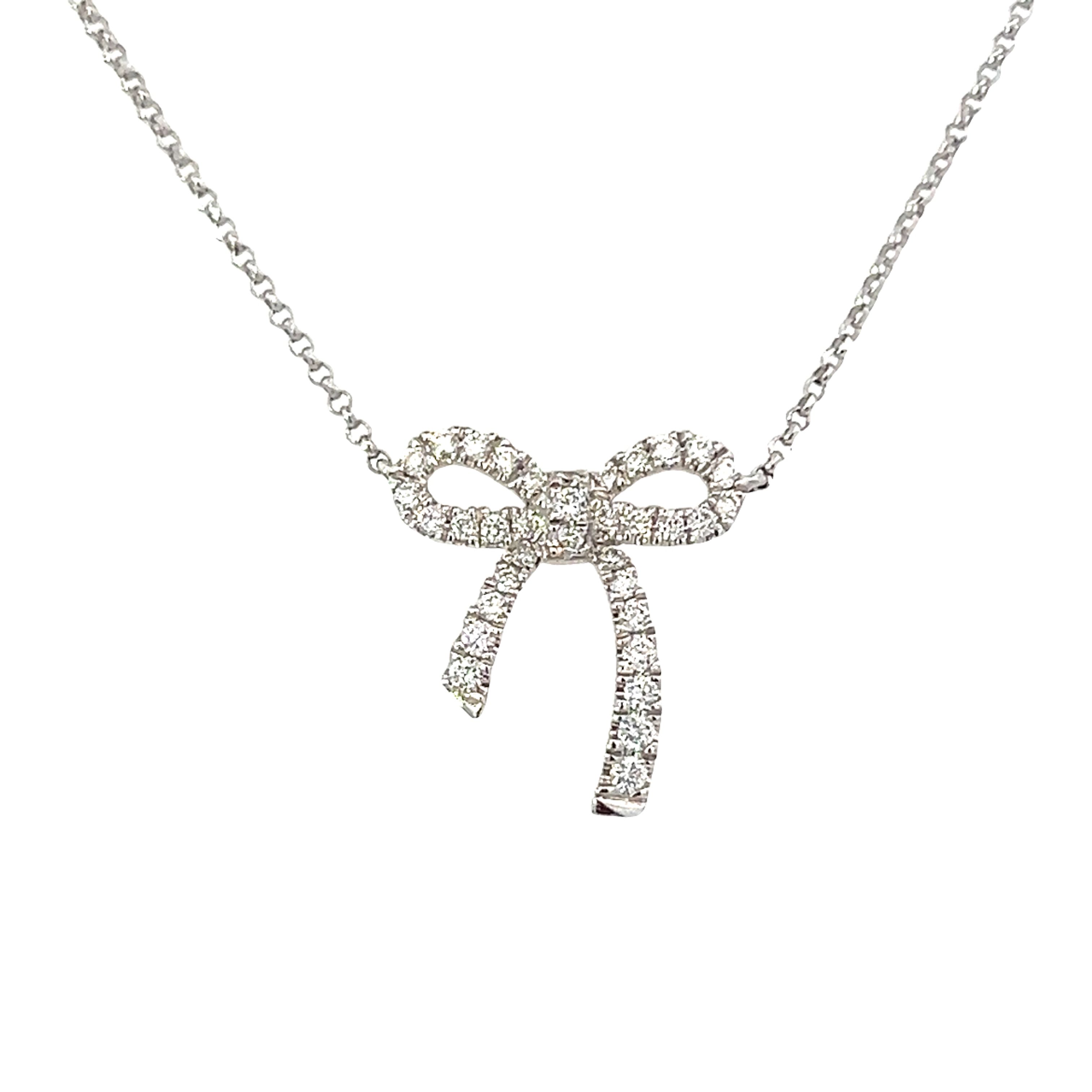 18 Carat White Gold Dimaond set Bow Necklet