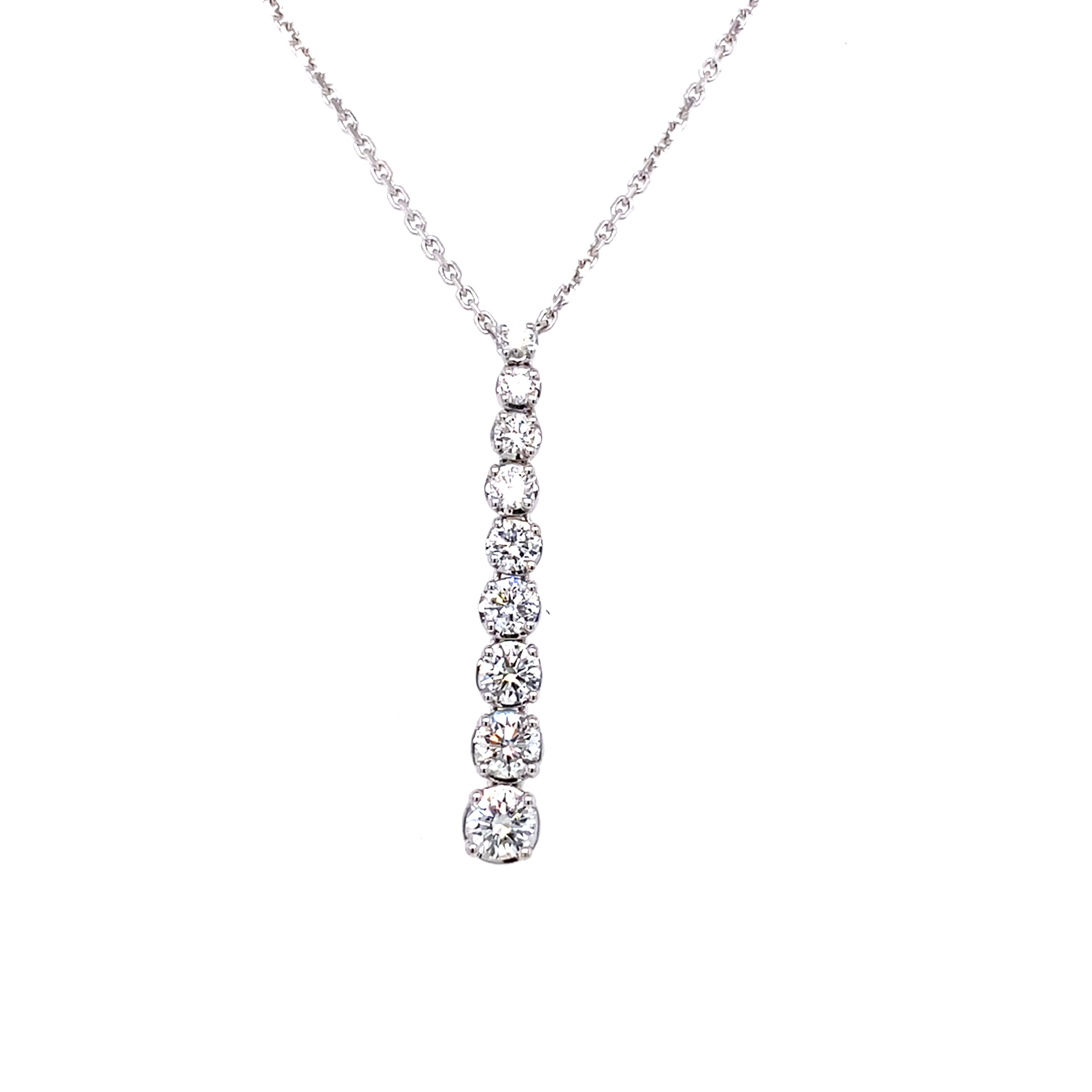 18 Carat White Gold and Diamond Line Necklace