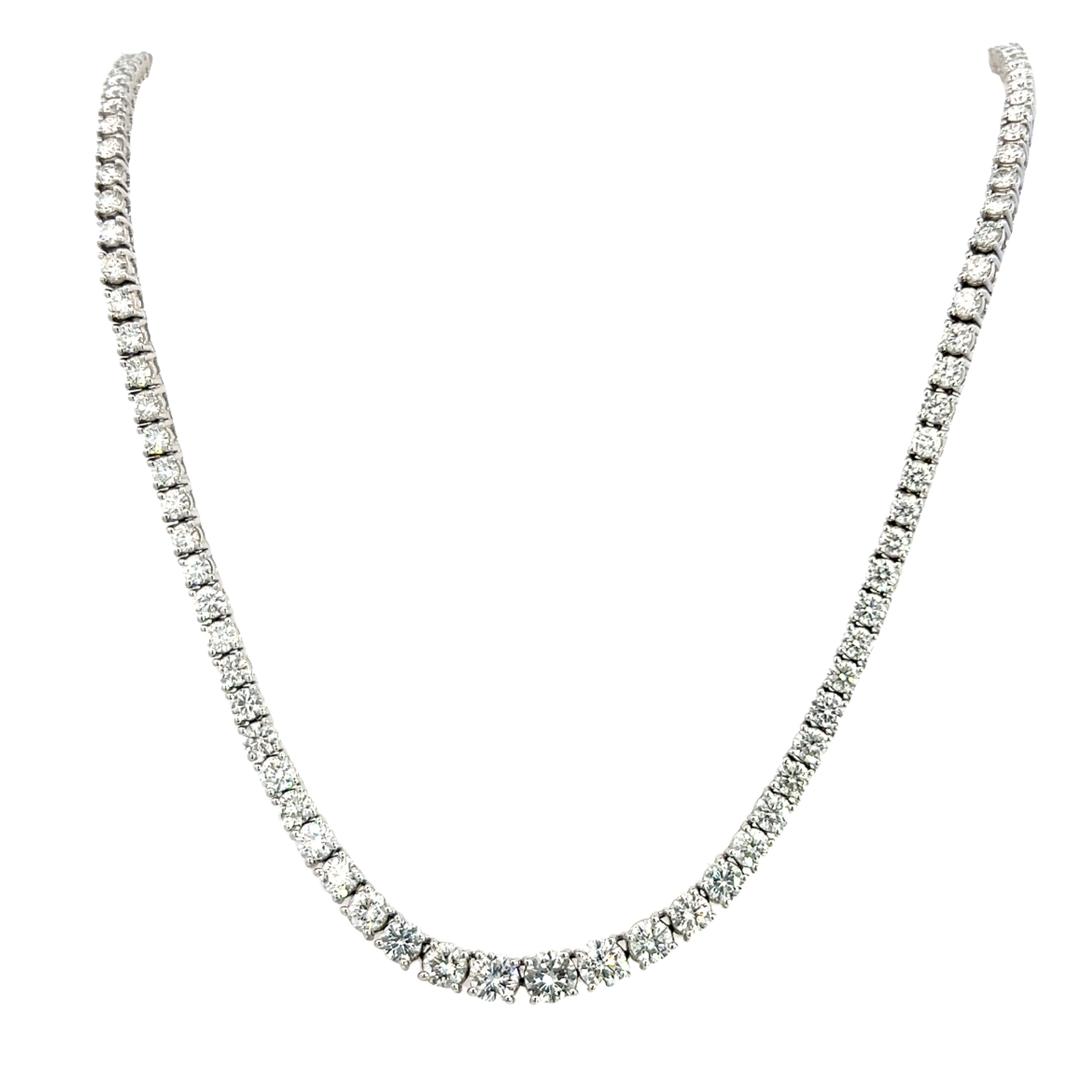 18 Carat White Gold Graduated Diamond Line necklace