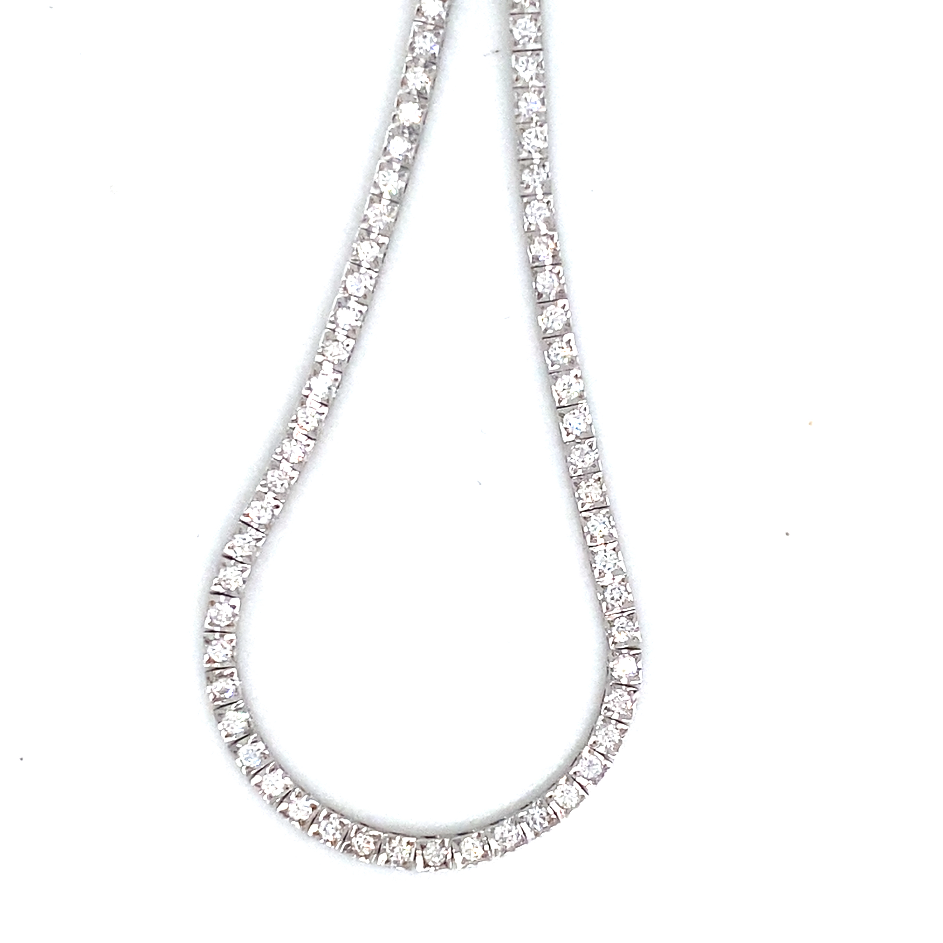 An 18 Carat White Gold and Diamond Line Necklace - 3.65 Carats
