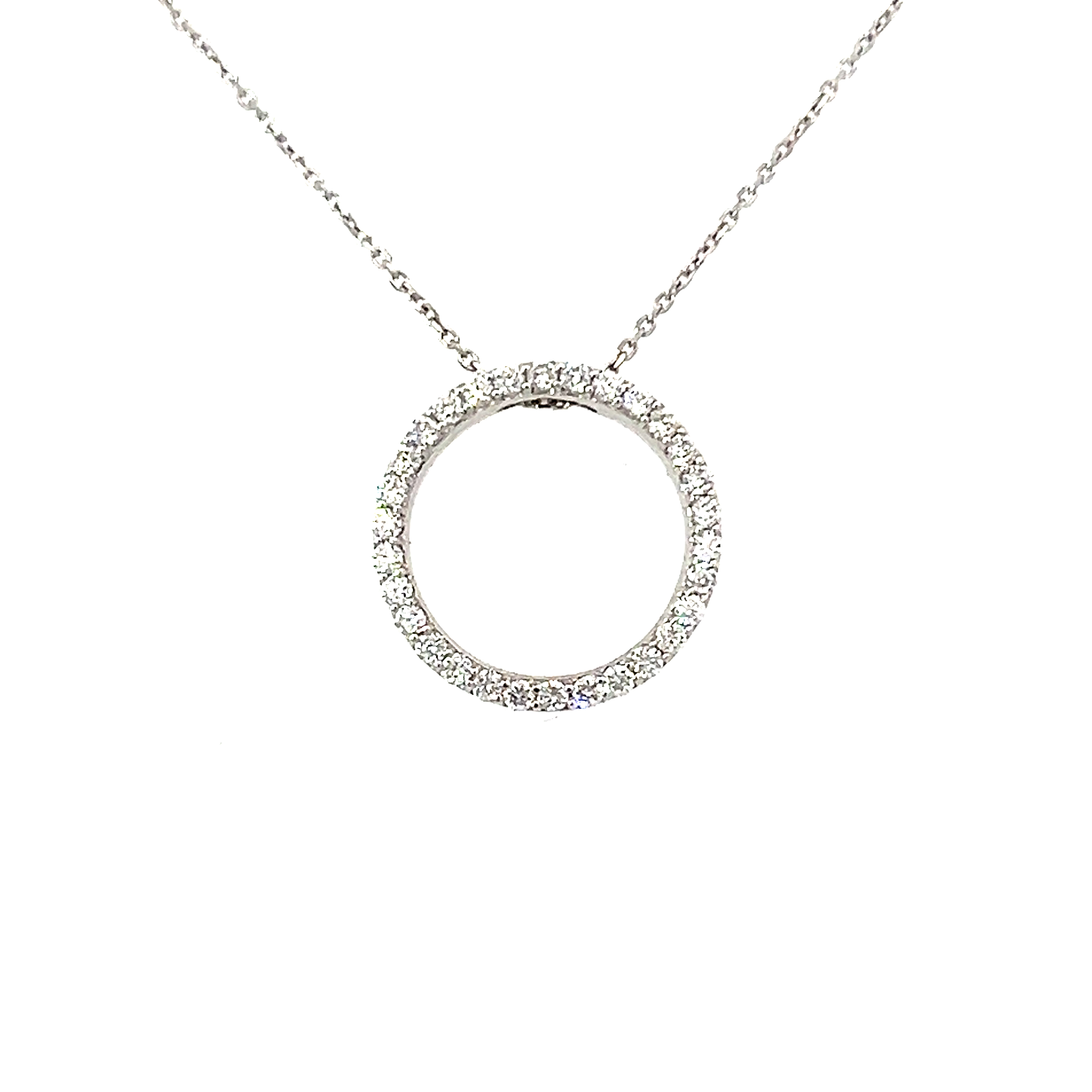 18 Carat White Gold and Diamond Circle Necklace - 0.40 Cts