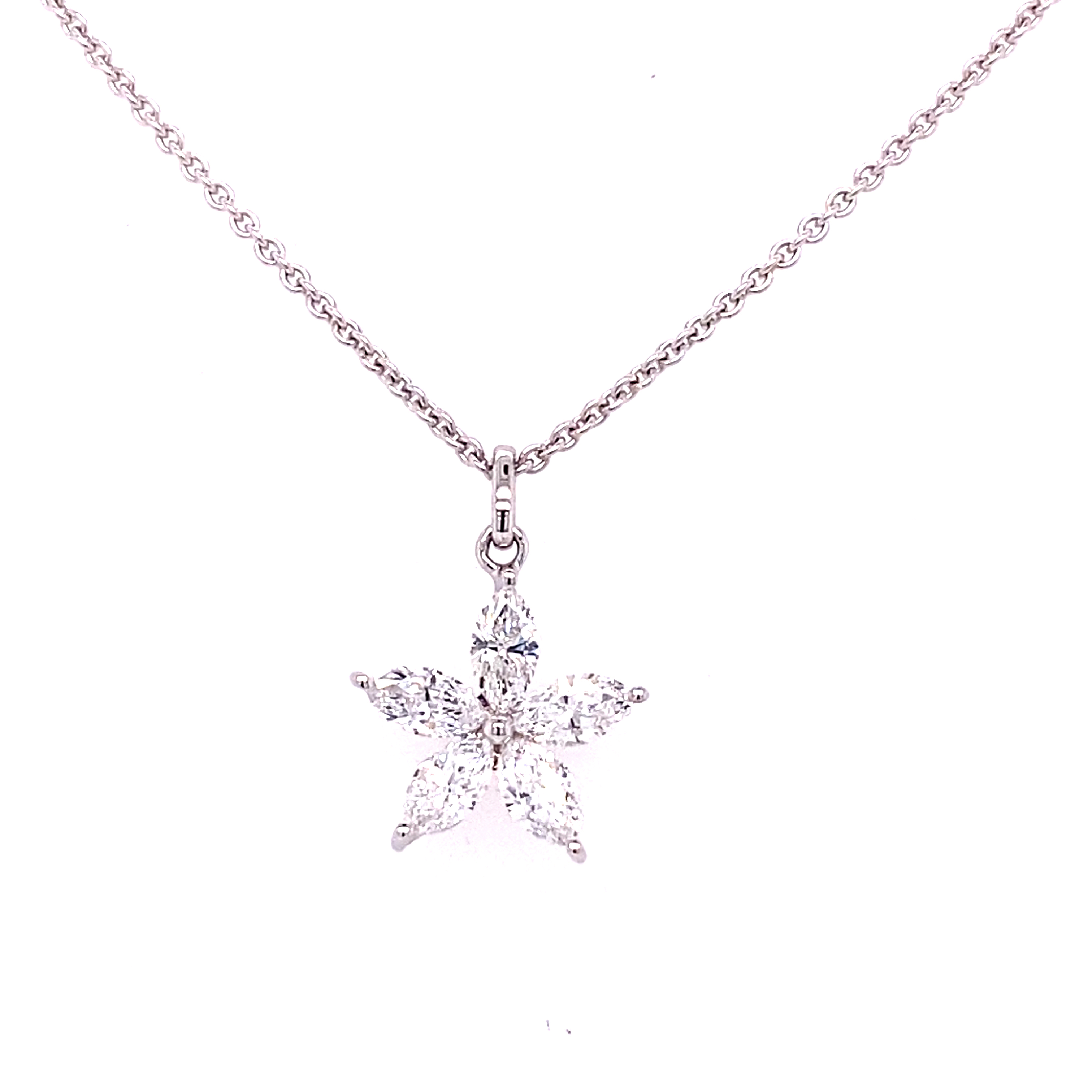 An 18 Carat White Gold and Diamond Flower Pendant