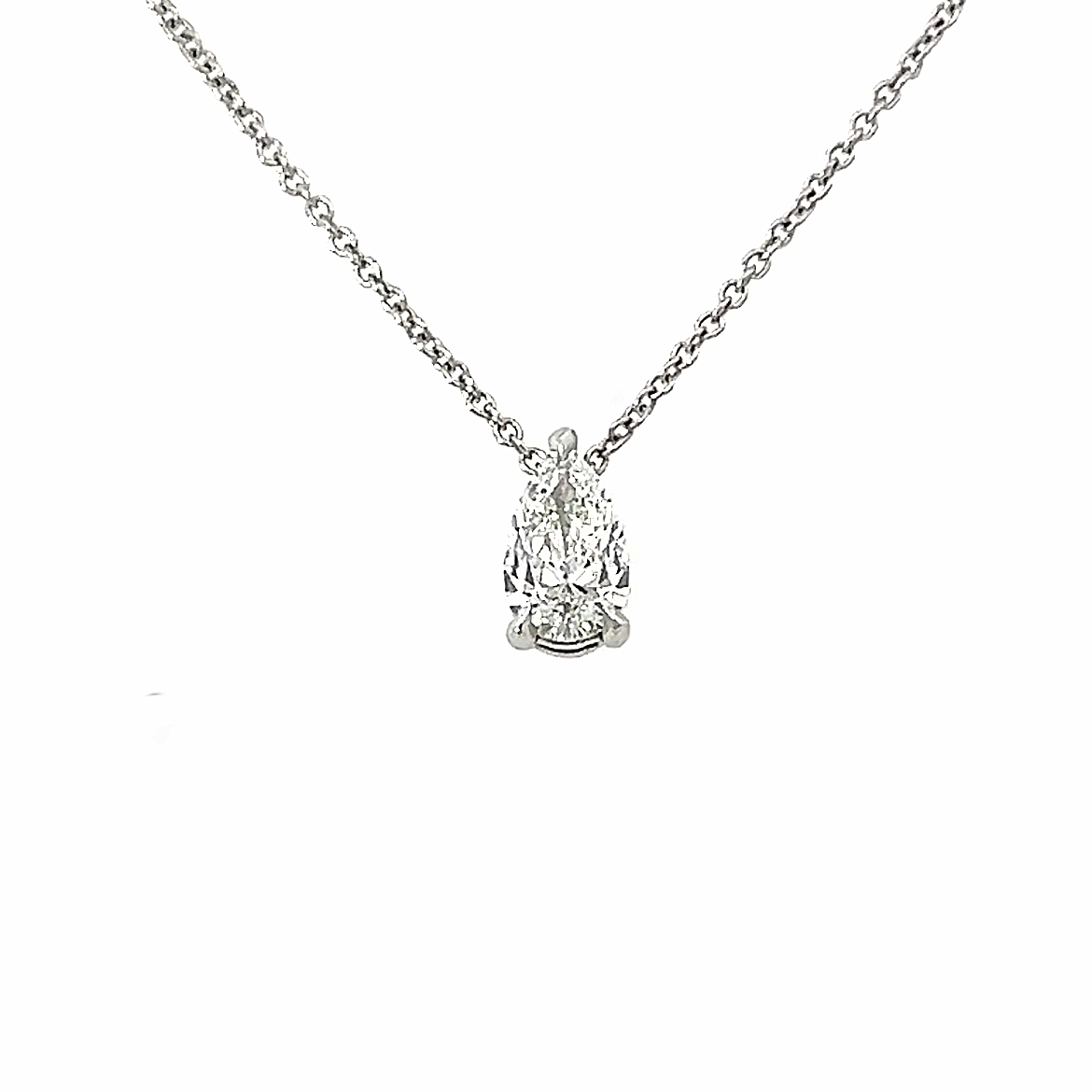 Diamond Pear Shape Drop Pendant 0.53 Carats D VS2