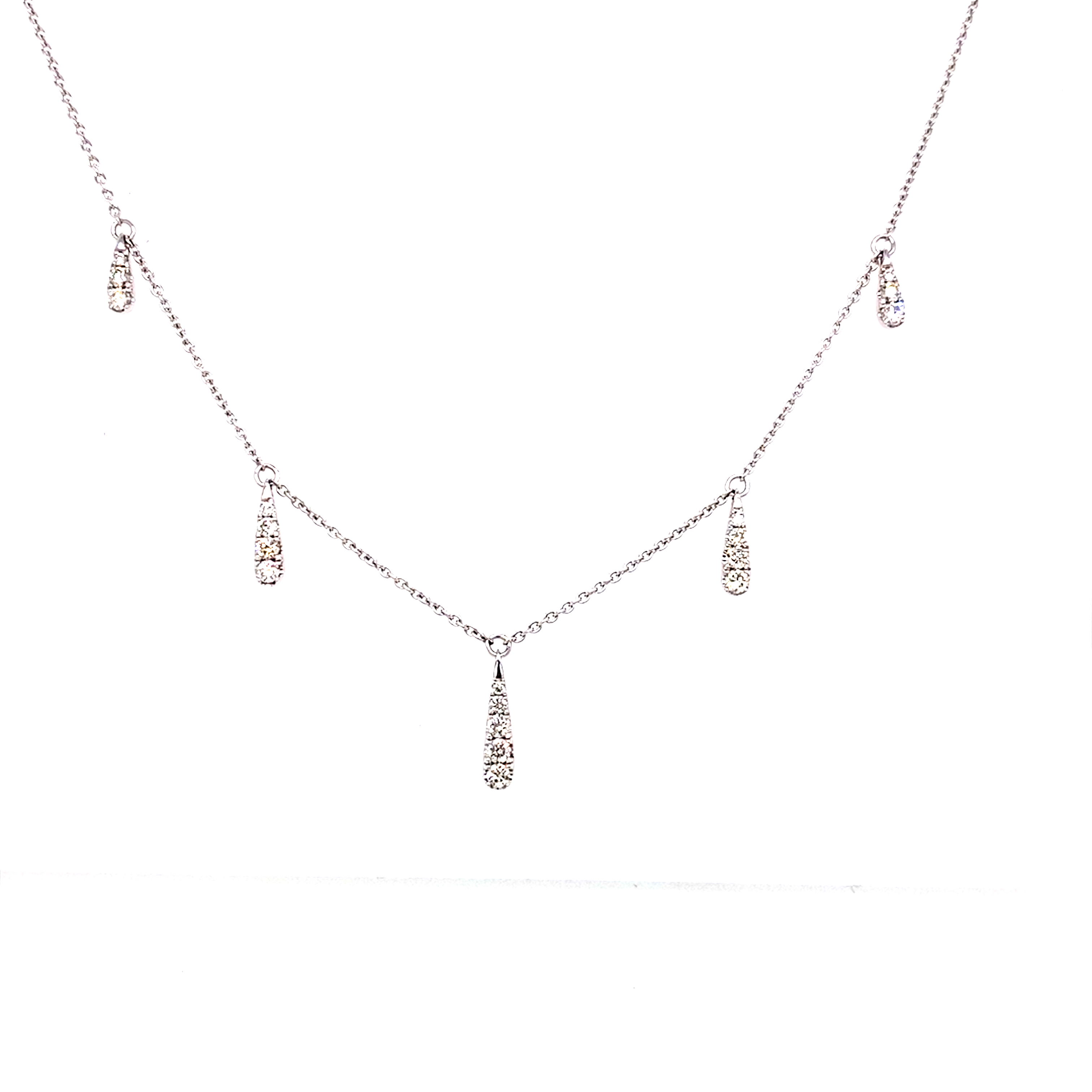 18 Carat White Gold and Diamond 5 Piece Drop Necklet