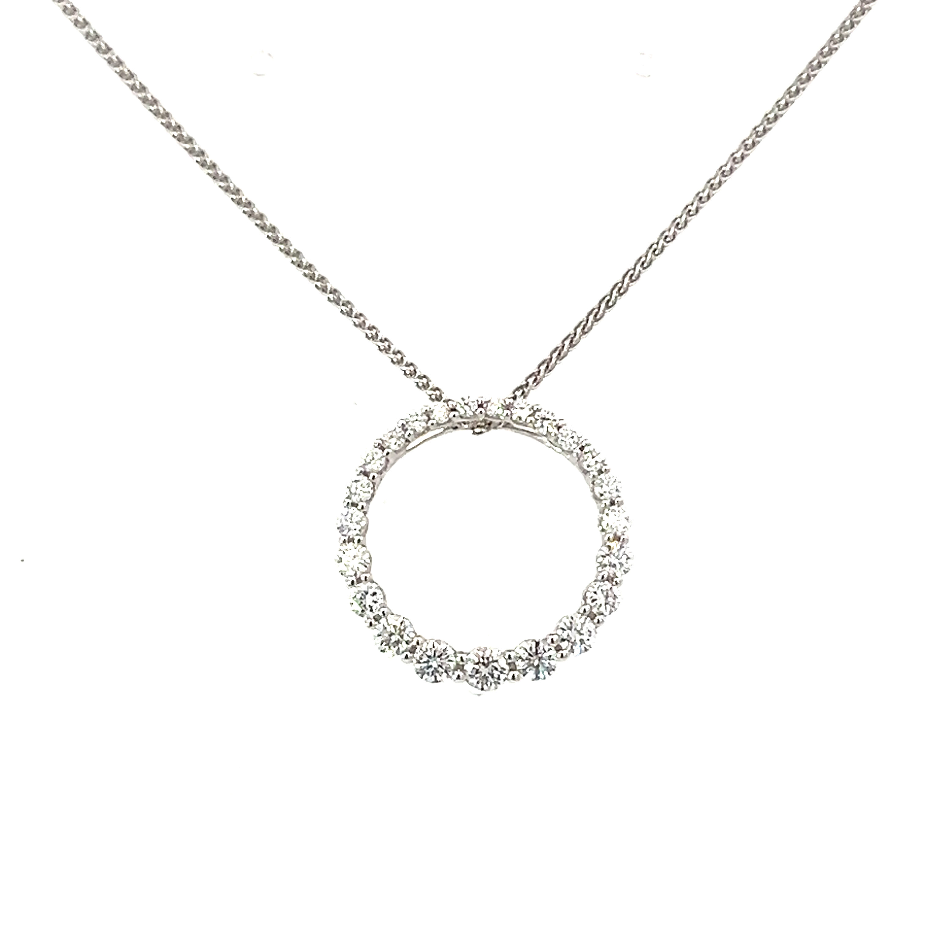 18 carat White Gold and Diamond Graduated Circle Pendant 0.75Cts