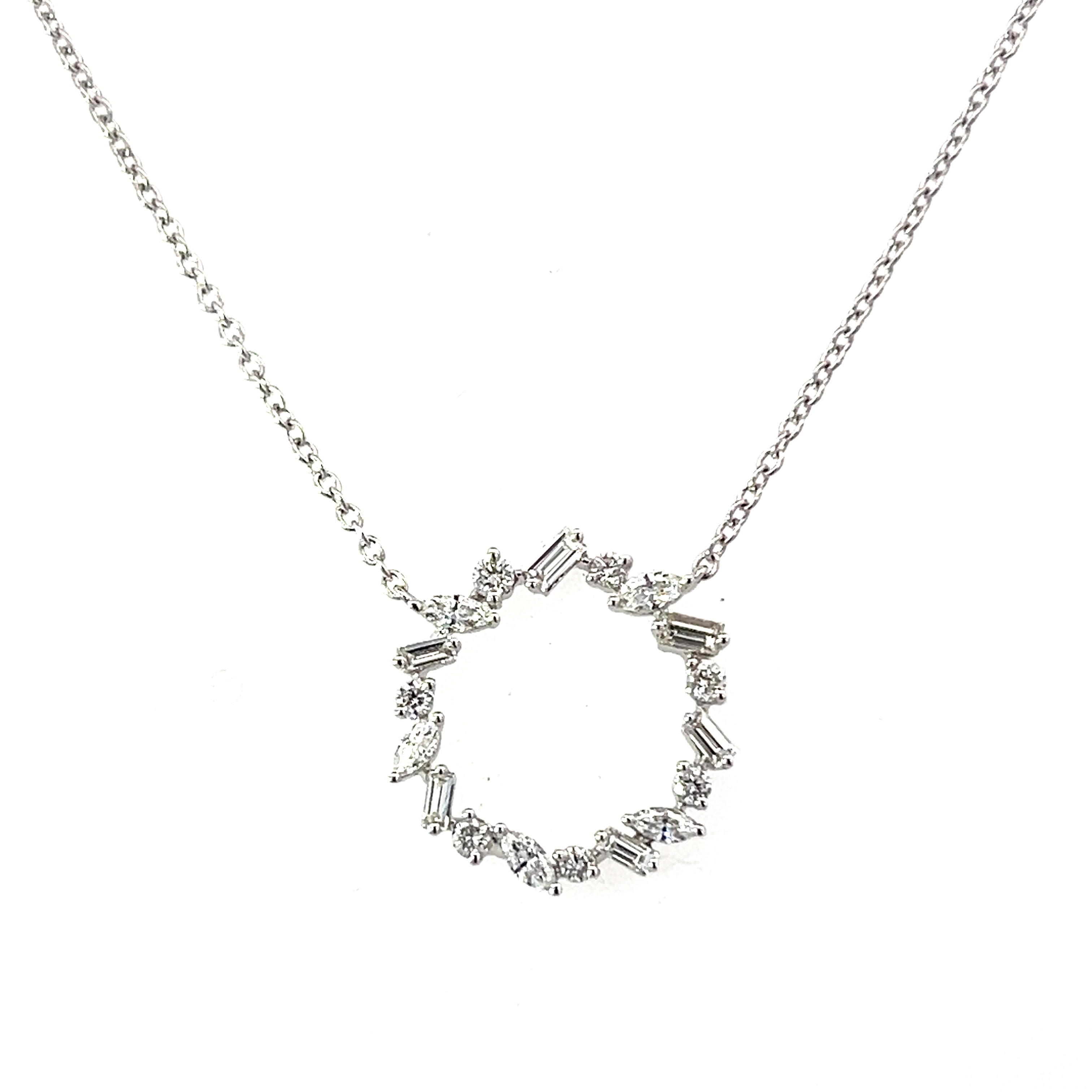 18 Carat White Gold and Diamond Icicle Circle Necklace 0.49 Car