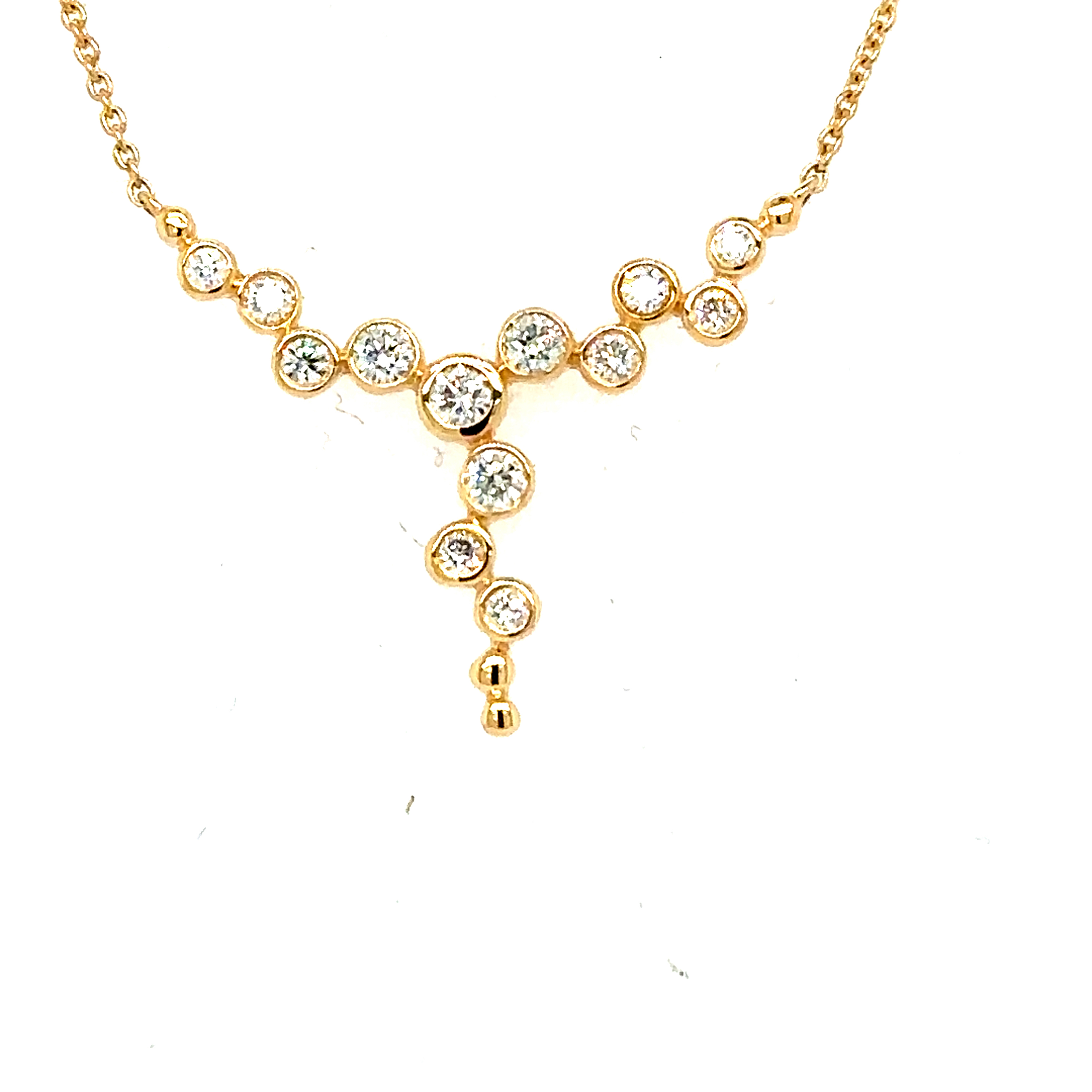 18 Carat Yellow Gold and Diamond Icicle Y Necklace 0.29 Carats