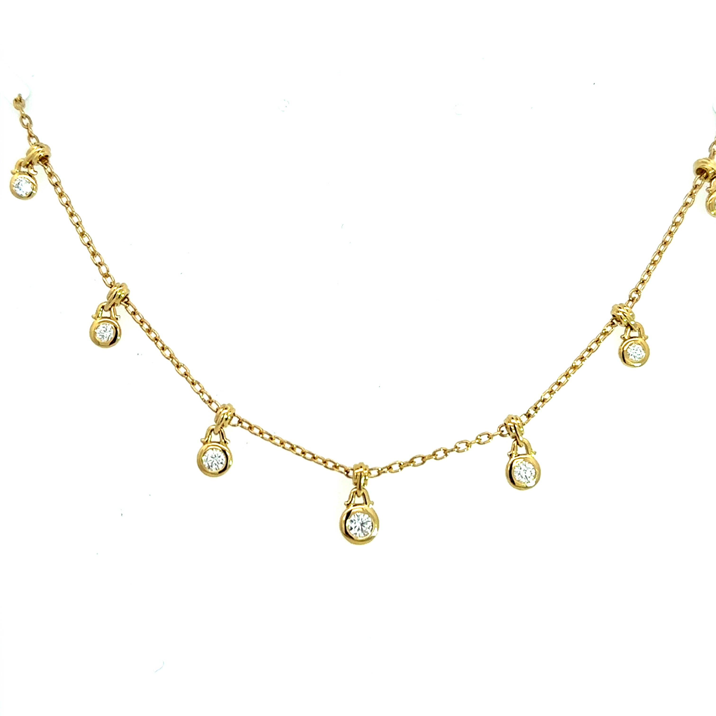 18 Carat Yellow Goild and Diamond Fringe Necklet