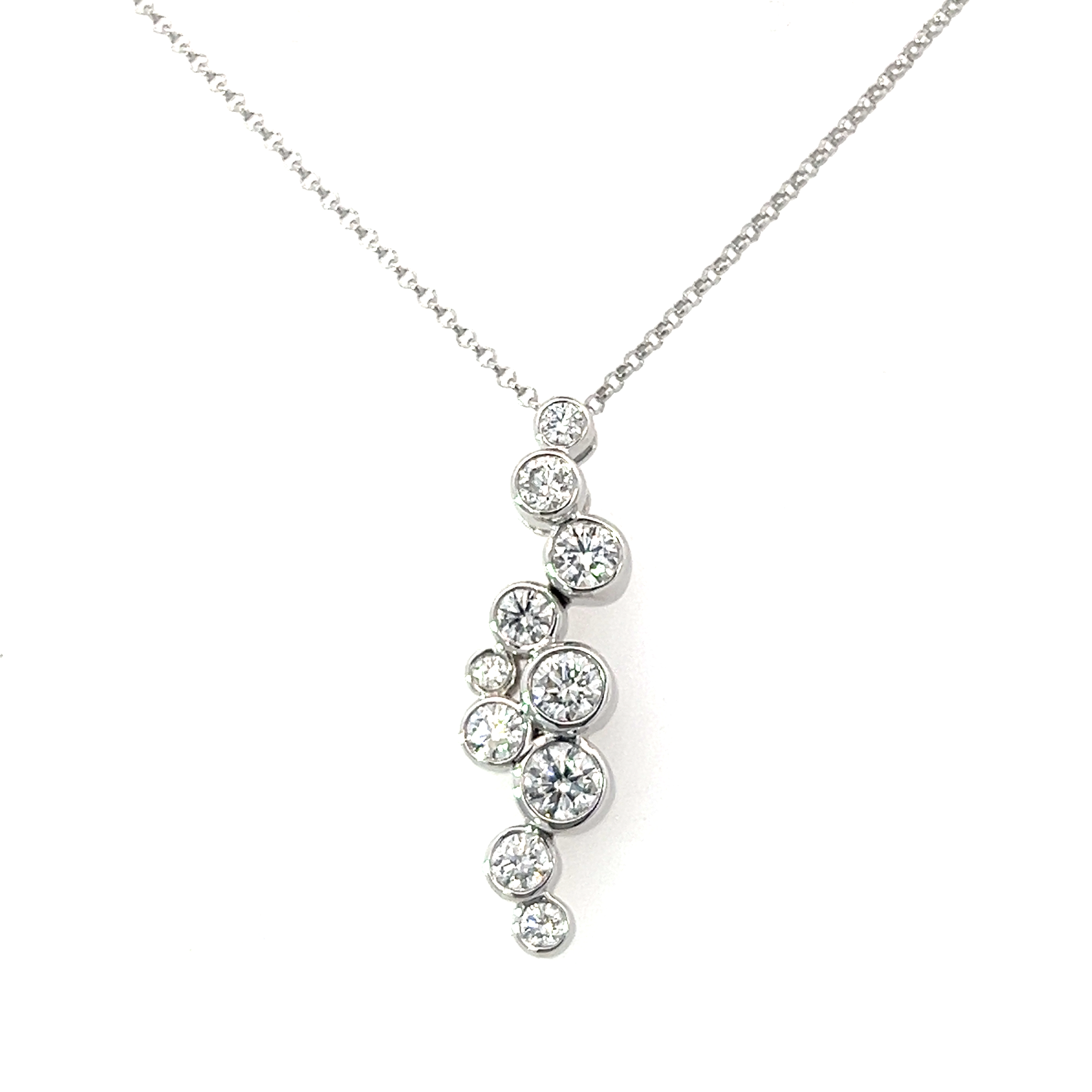 18 Carat White Gold and Diamond Bubbles Pendant - 1.00 Carats