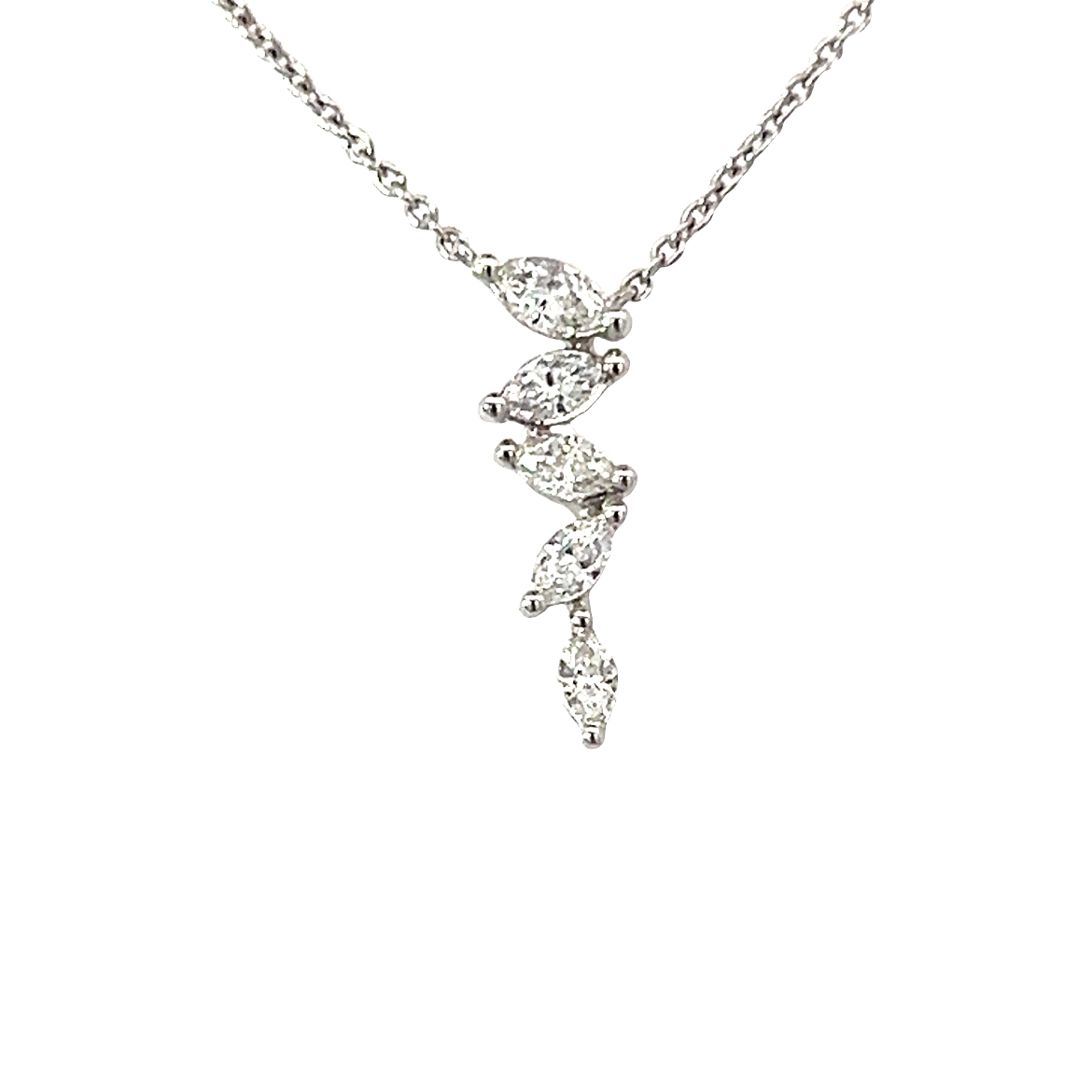 18 Carat White Gold Icicle Drop Necklace - 0.24 Carats