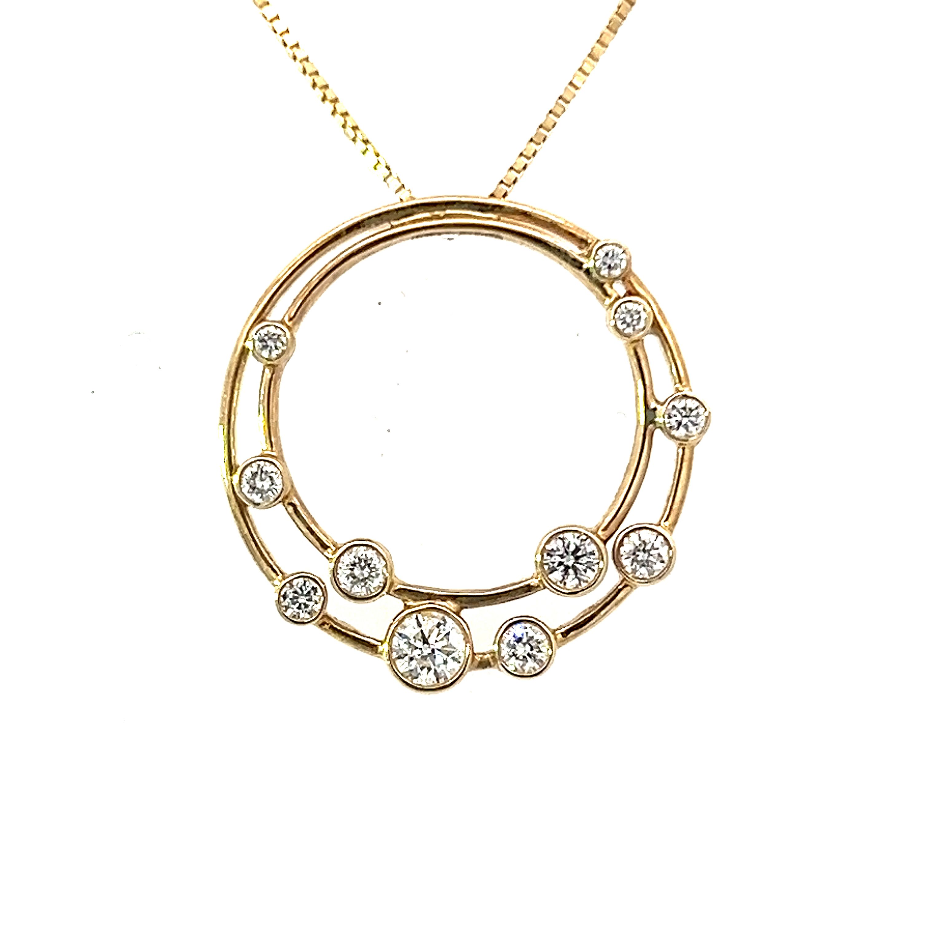 18 Carat Yellow Gold and Diamond Bubbles Circles Pendant - 0.49