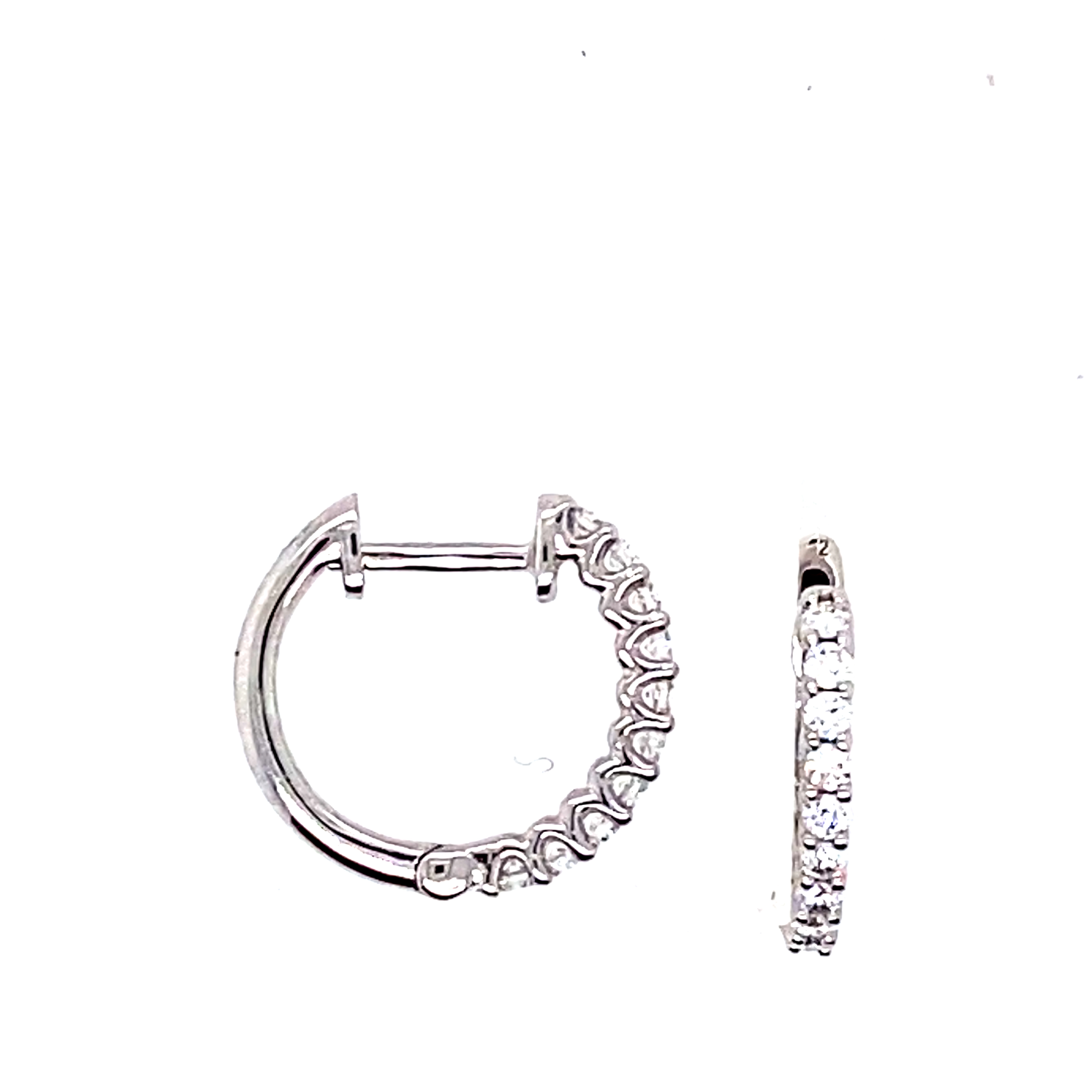 18 Ct White Gold Modern Diamond Hinge Hoops 0.25 Carats