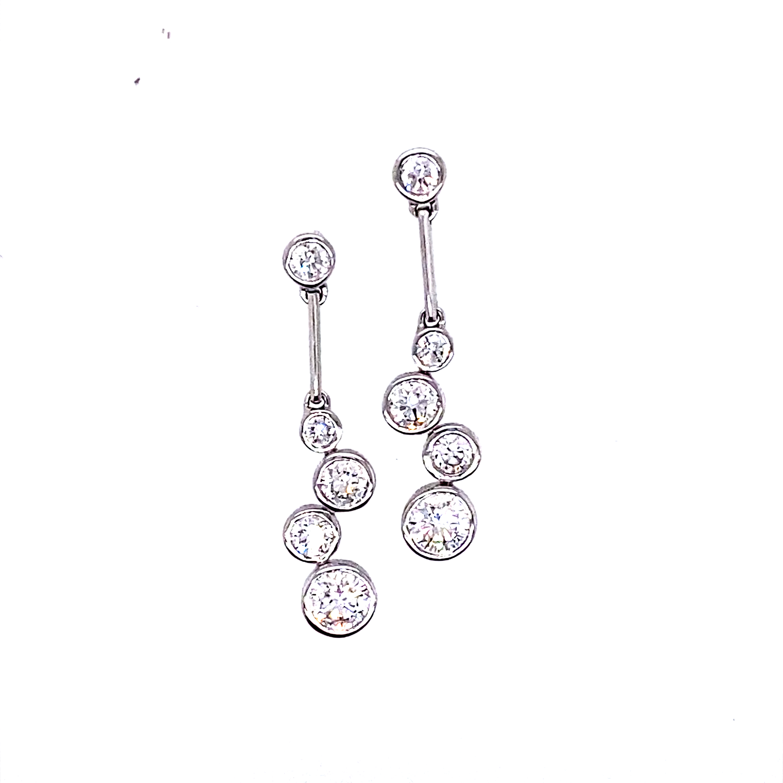 18ct White Gold Bubble Diamond Drop Earrings 0.78ct
