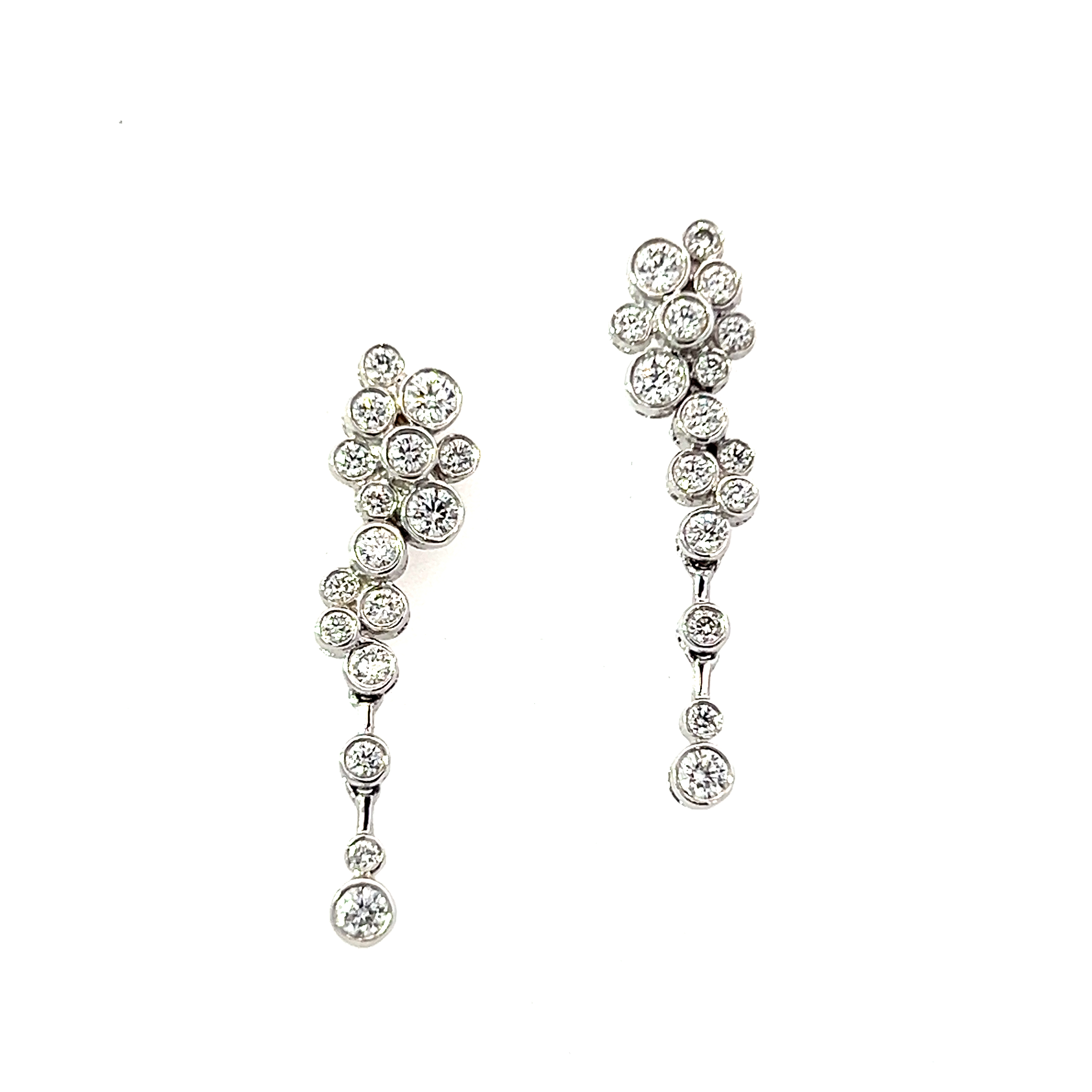 18ct White Gold Bubble Diamond Drop Earrings 0.88ct