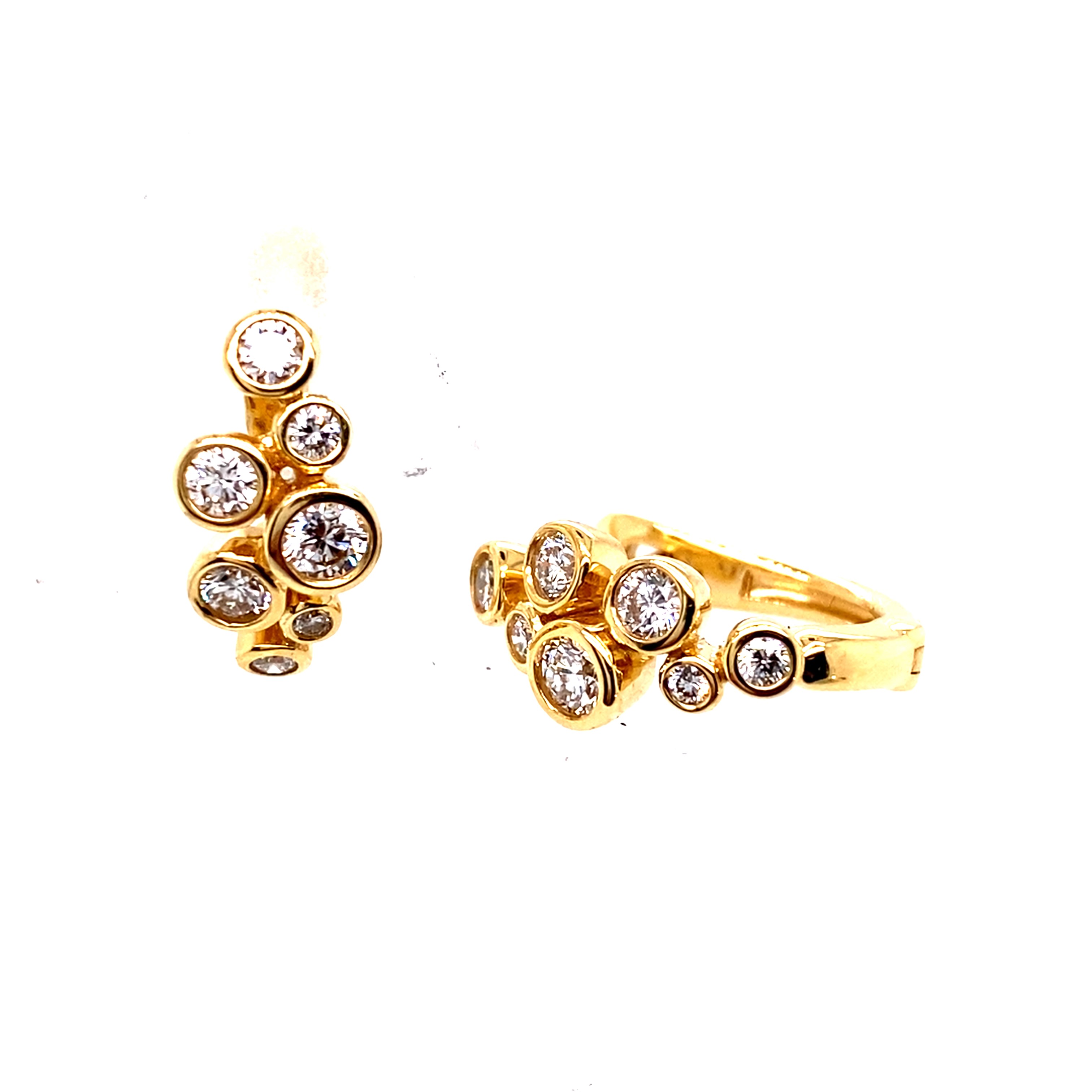 !8 Carat Yellow GoldAnd Diamond 'Bubble' Hoops