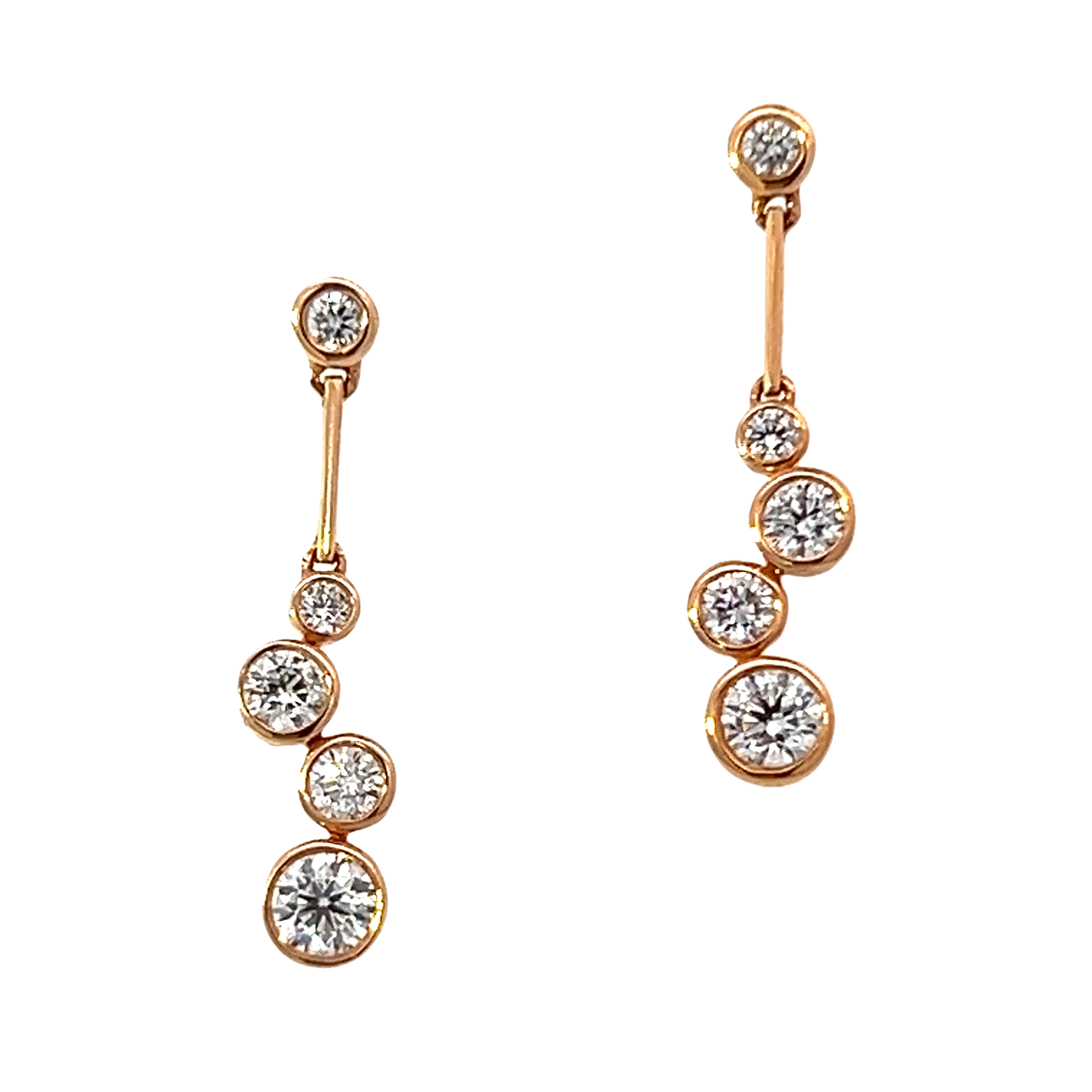 18 Carat Rose Gold and Diamnd Bubble Drop Earrings