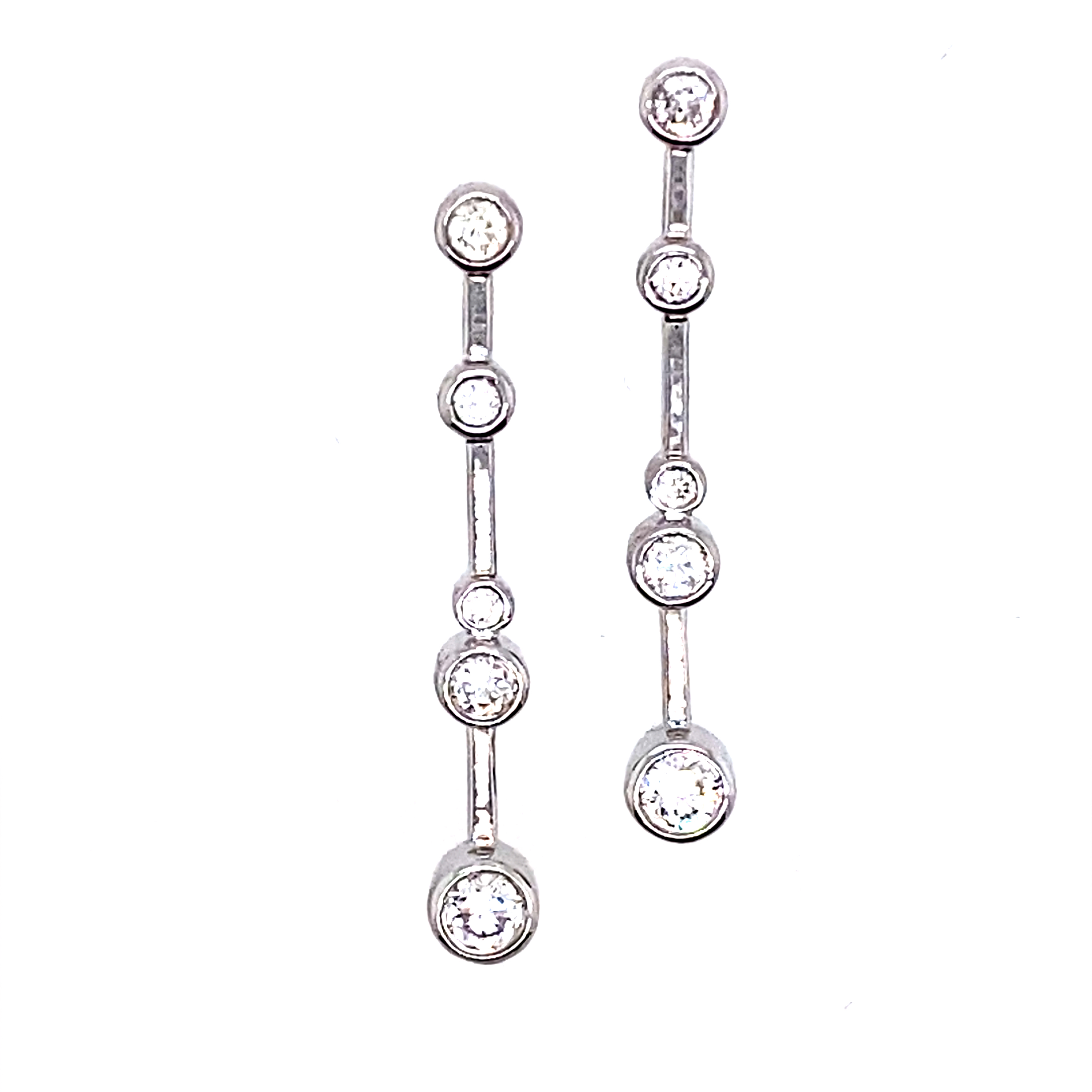 18 Carat White Gold Bubbles Drop Earrings