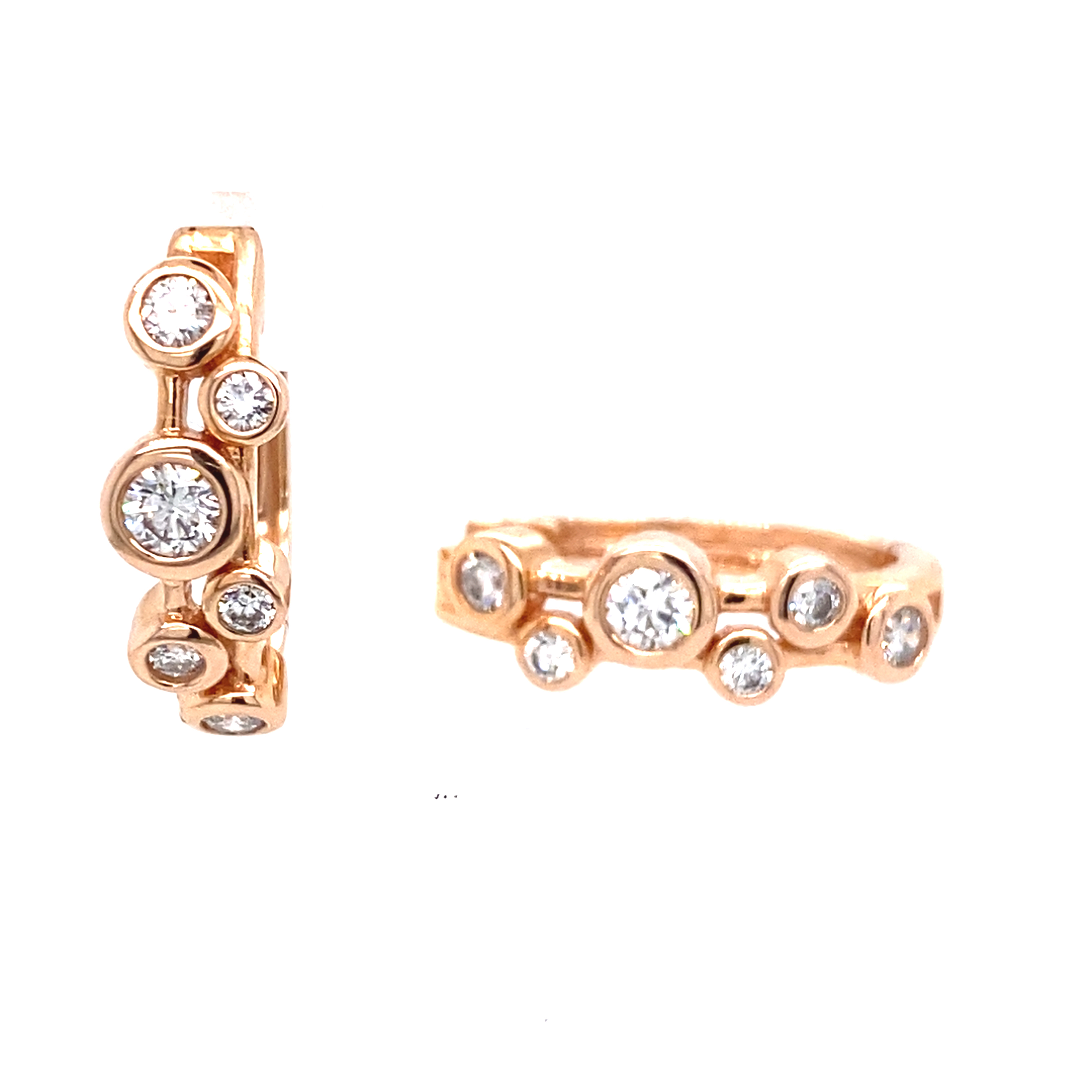 18 carat Rose gold and Diamnd Hoops