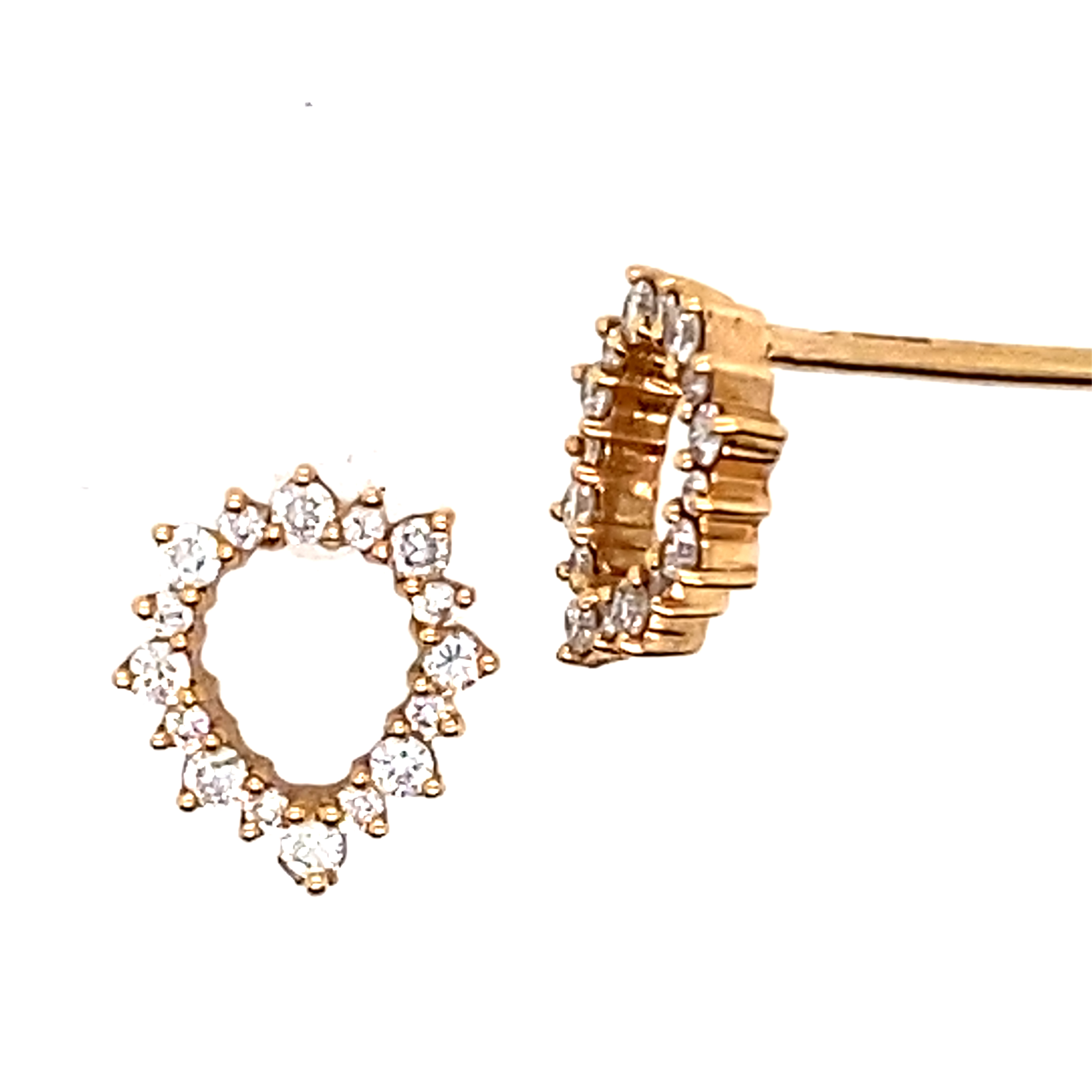 18 Carat Rose Gold and Diamond Open Pear Studs