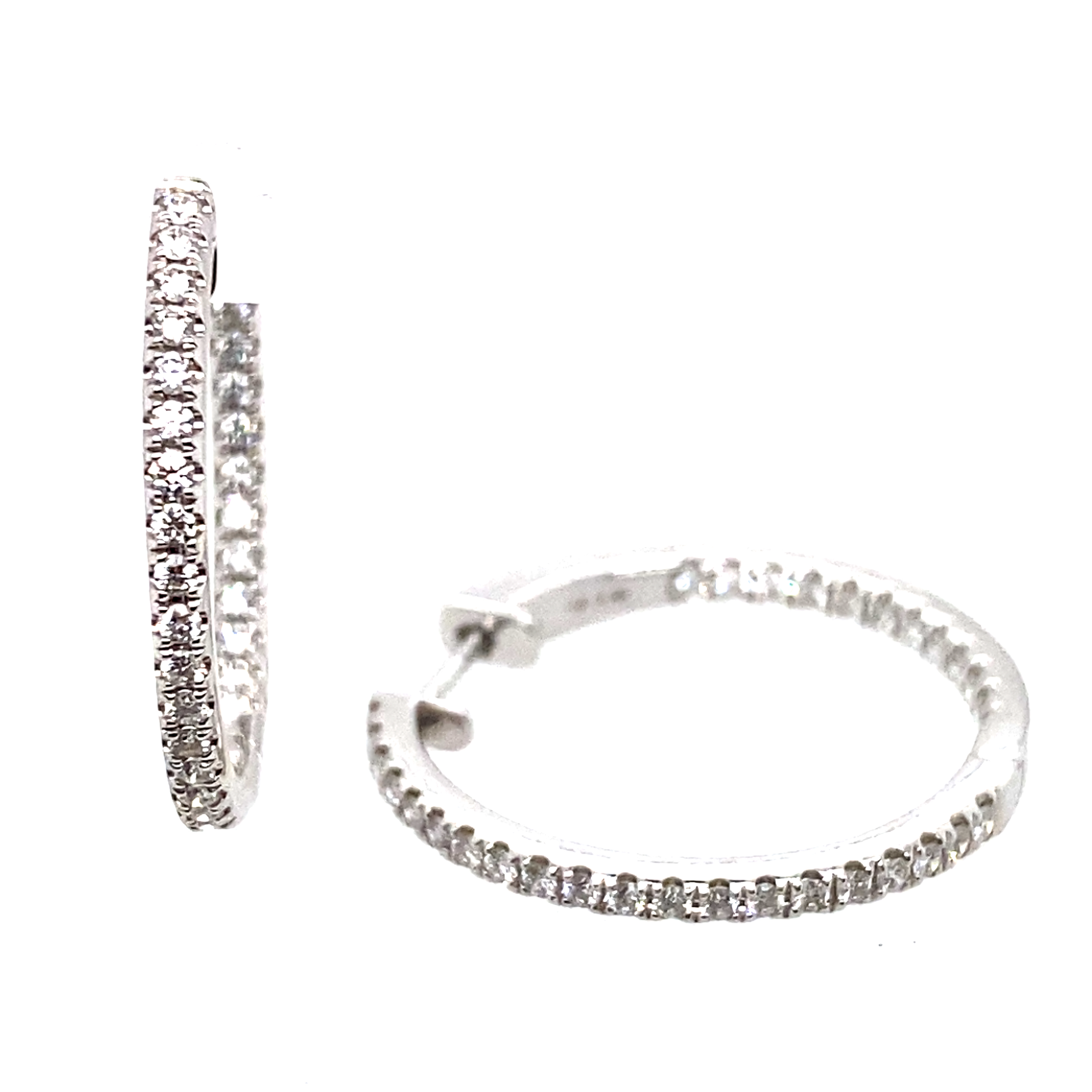 18 Carat White Gold Hinge Diamond Hoops 0.64 Carats