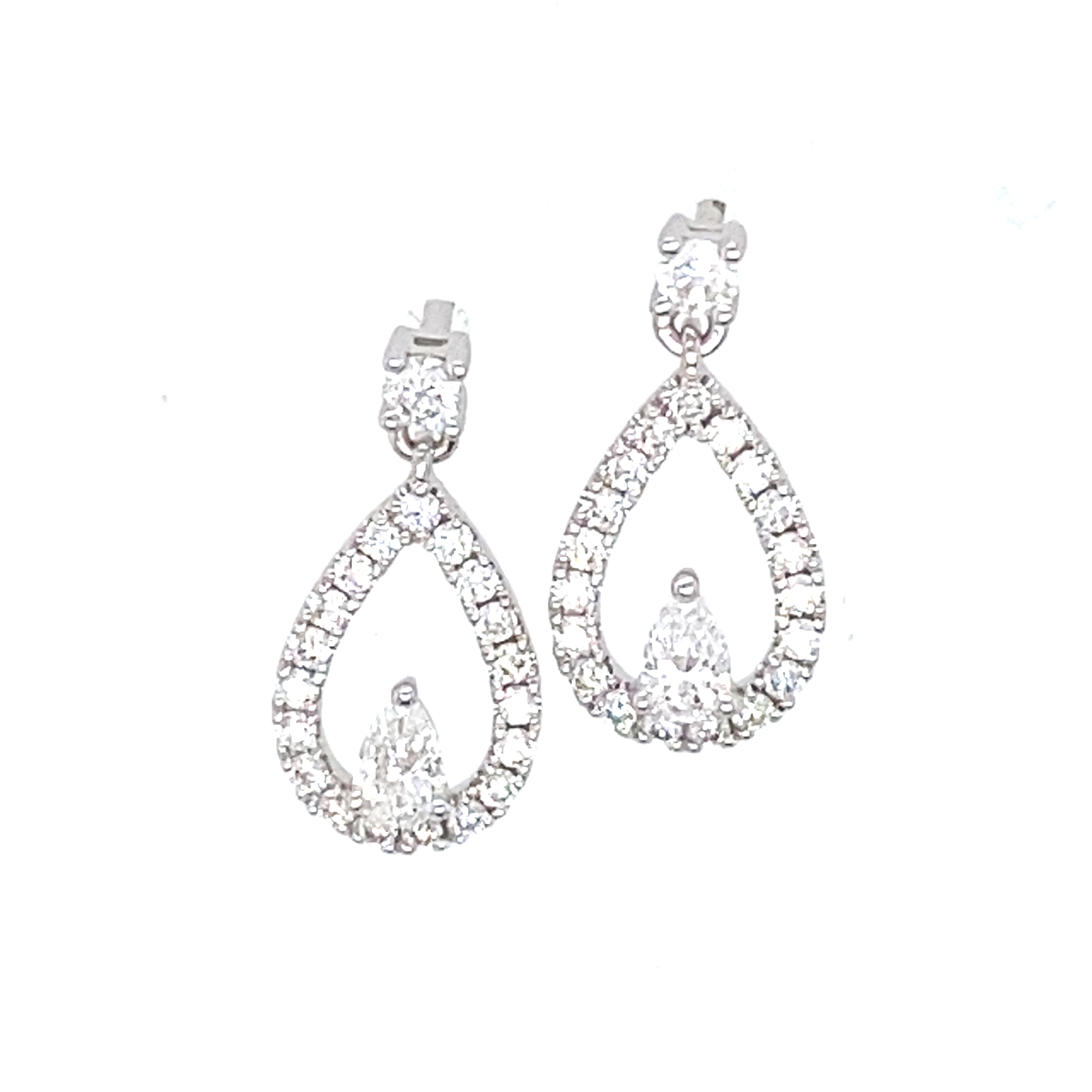 18 Carat White Gold Dangly Pear Drops