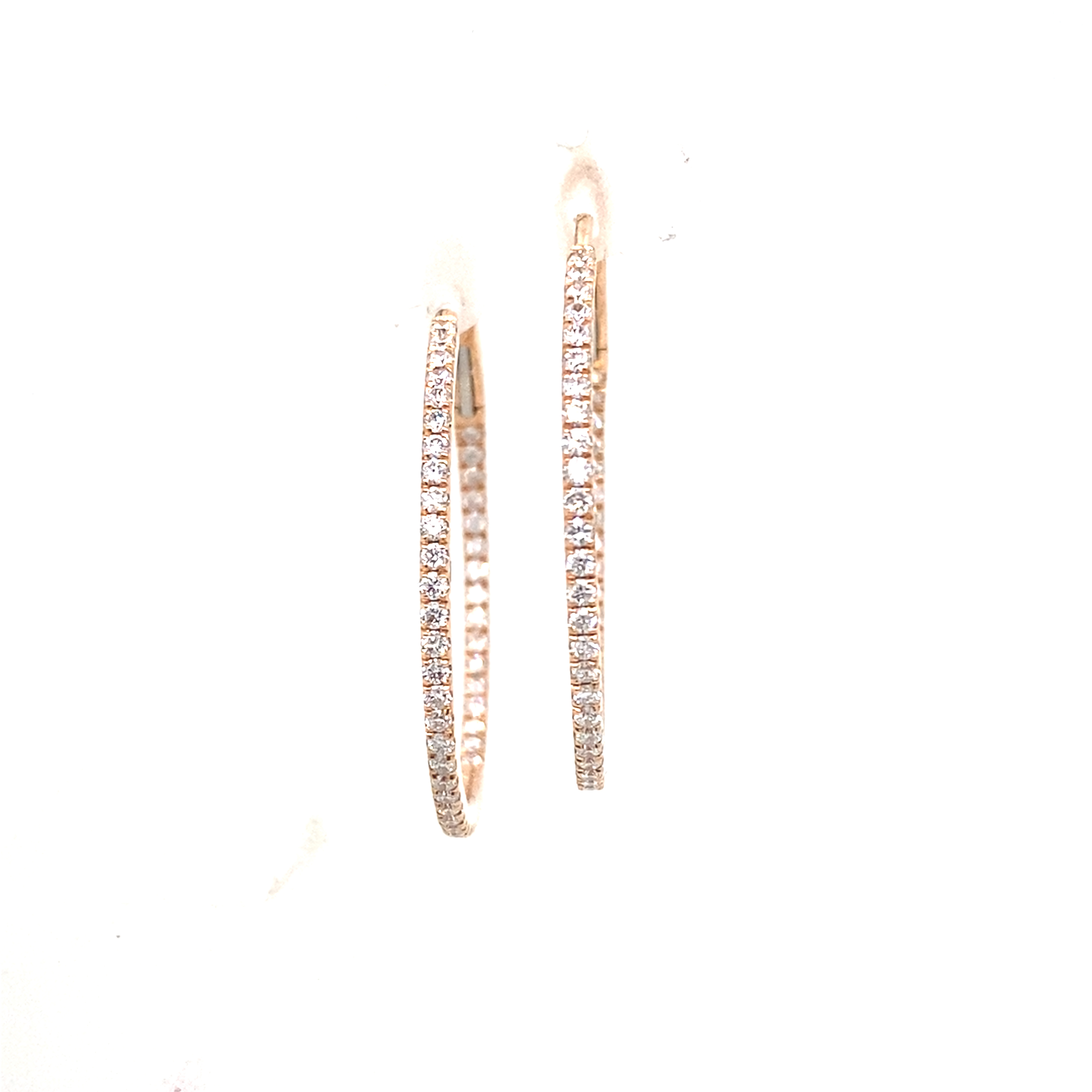 18 Carat Rose Gold and Diamond Inside Out hinge Hoops - 0.86ct